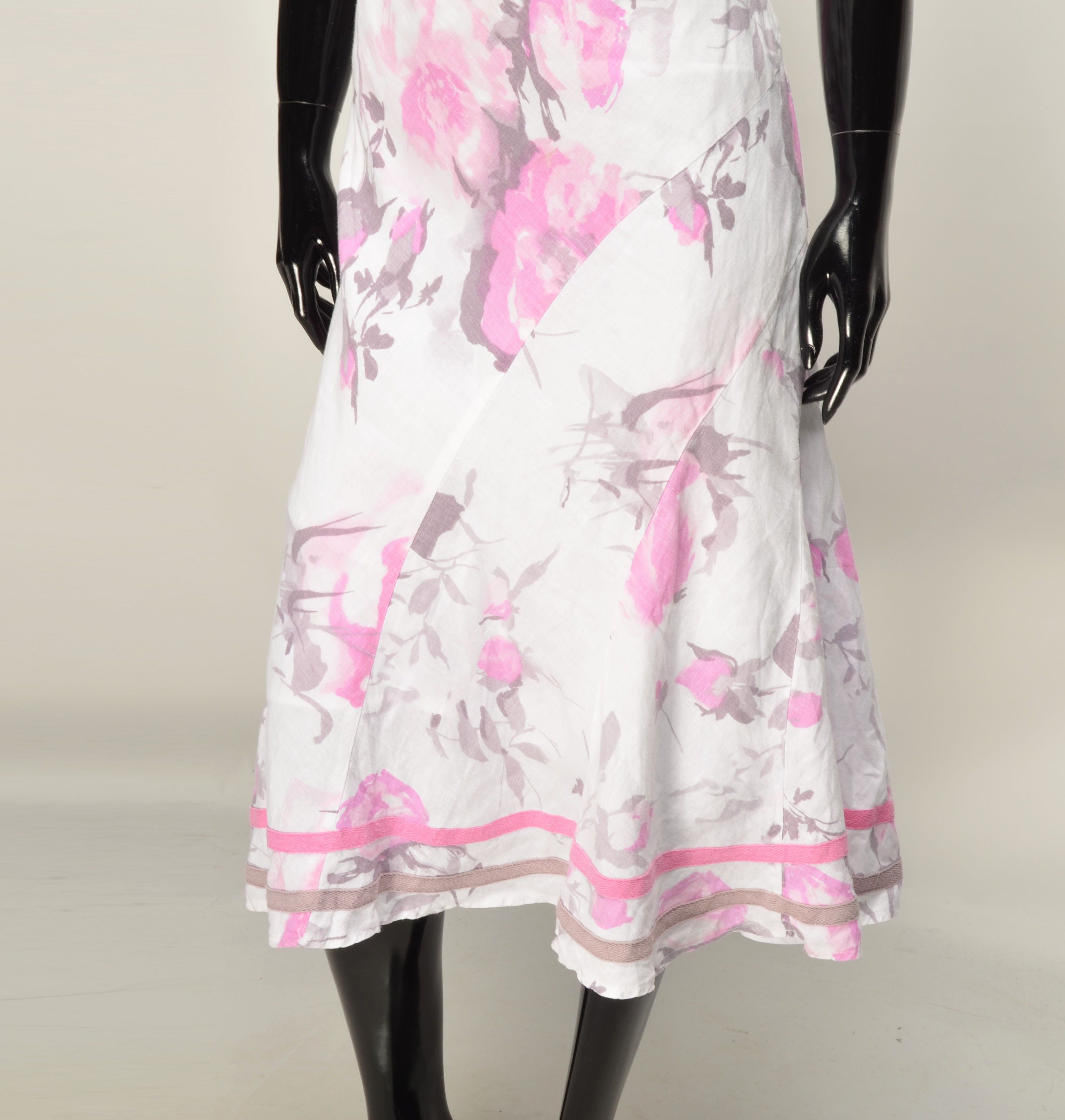 Designer Per Una Y2K 2000s Floral Linen Cottagecore Fairy Dress Size M / US 6-8 / IT 42-44 - 3 Thumbnail