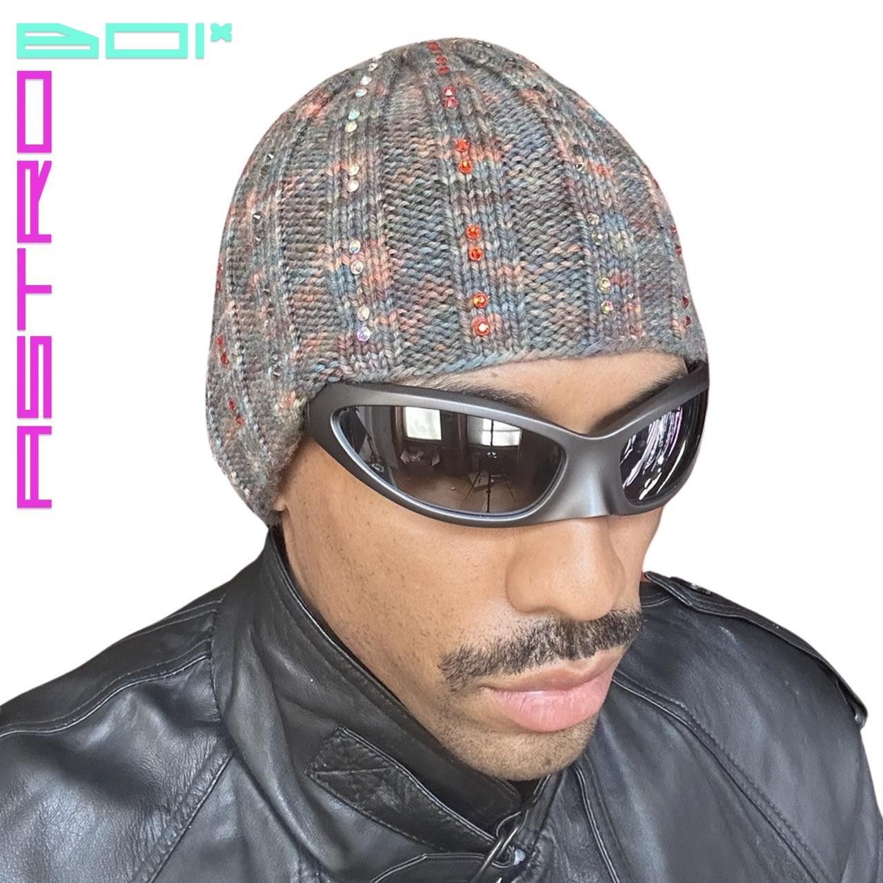 Other ASTROBOI* Olive Green Marbled Ribbed Beanie w/ Rhinestones Size ONE SIZE - 1 Thumbnail