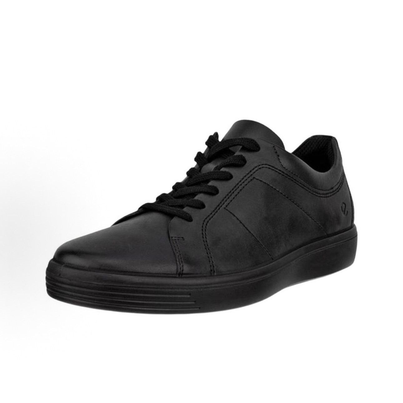 ECCO MEN'S 48 BLACK CLASSIC SNEAKER GENUINE LEATHER LOW TOP