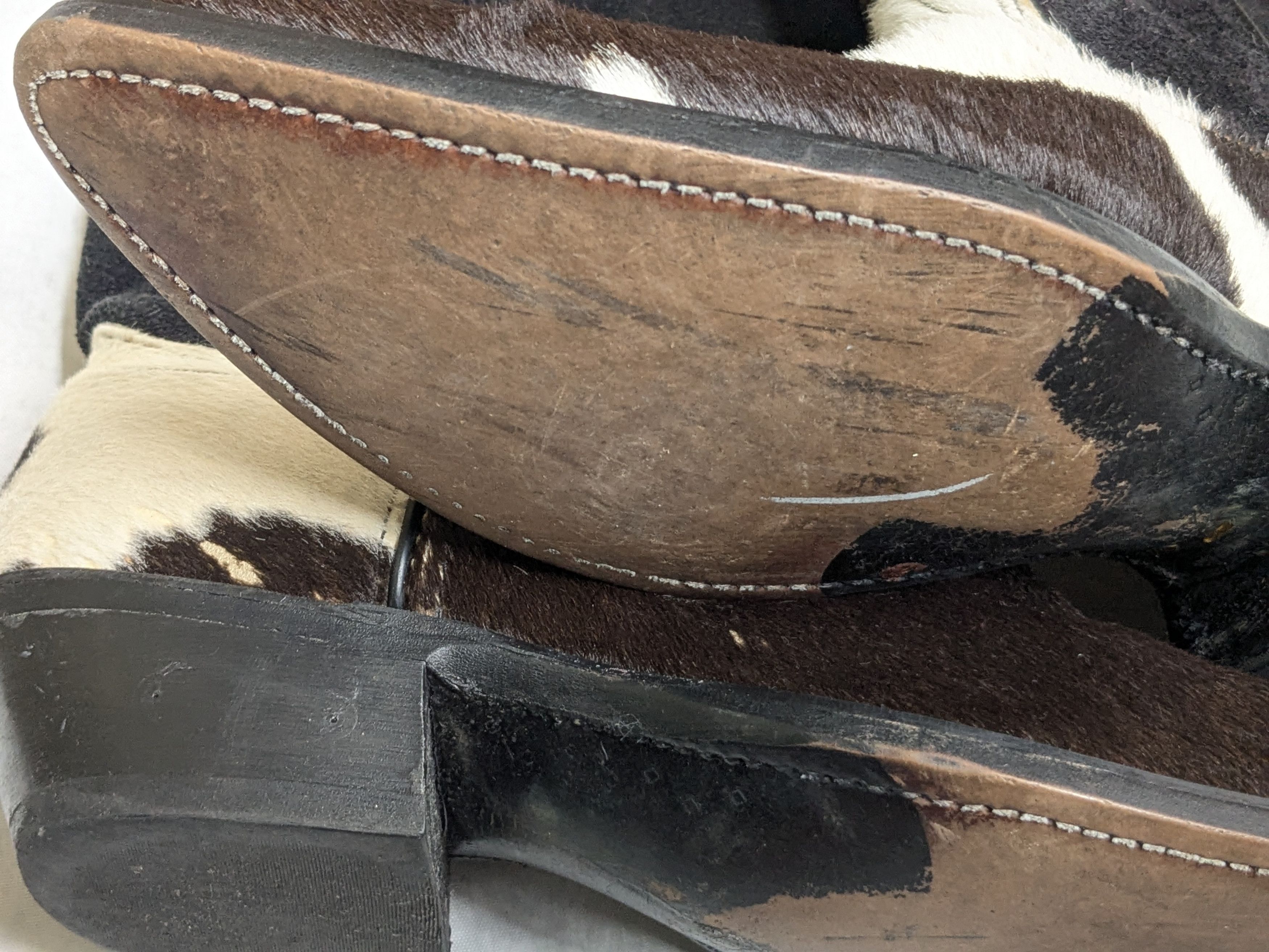Vintage Vintage Cowboy Boots Calf Hair 9.5 D Black White Brown Size US 9.5 / EU 42-43 - 13 Thumbnail