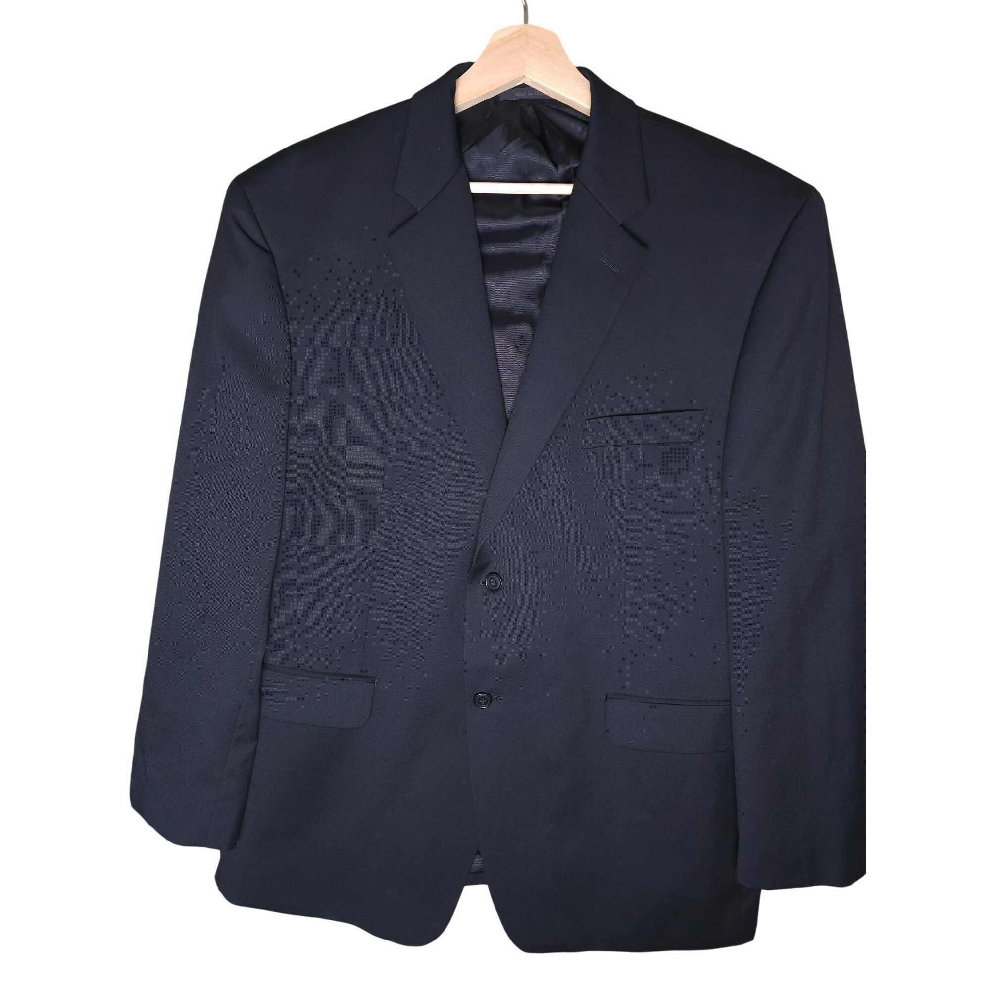 Calvin Klein Calvin Klein Mens Black Wool Blazer 46R Two-Button Suit Jack Size 46R - 1 Thumbnail