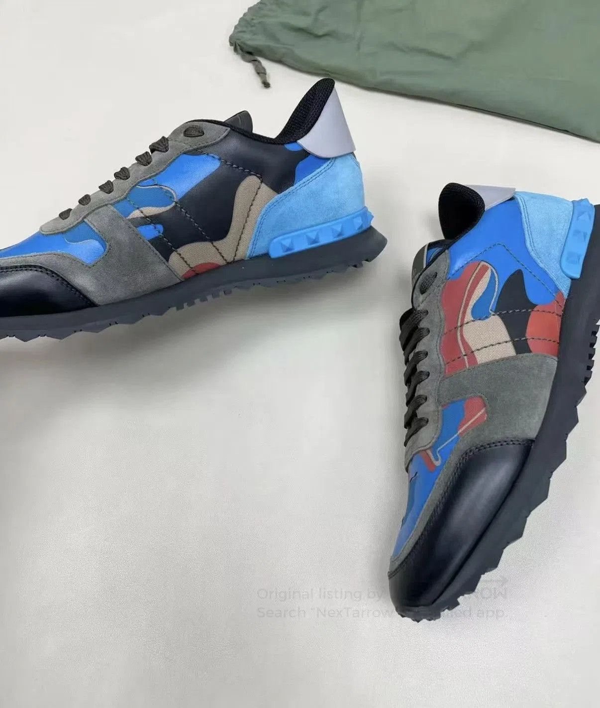 Valentino Blue Camouflage Low-Top Sneakers Size 8.5. Size US 8.5 / EU 41-42 - 4 Thumbnail