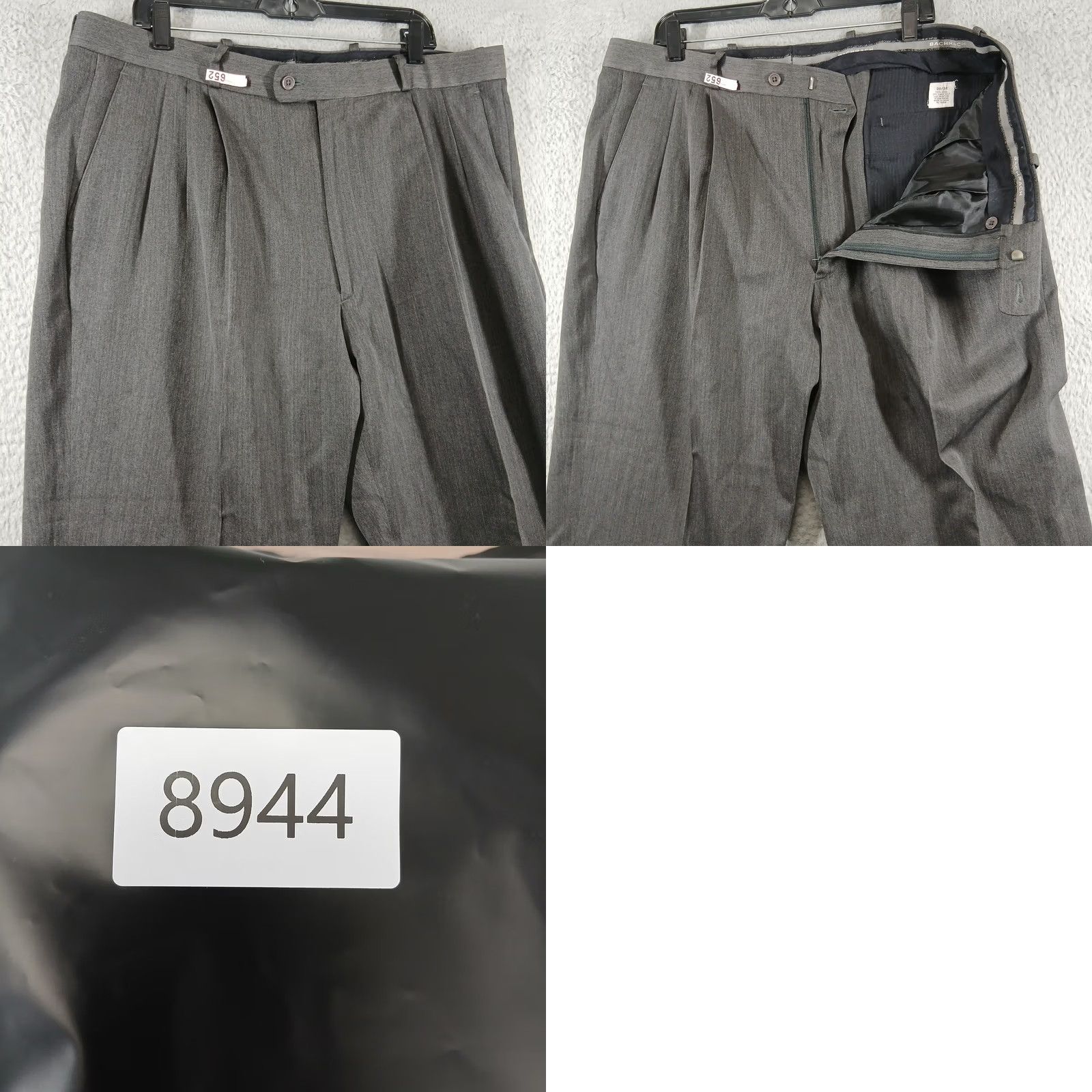 Vintage Bachrach Grey Pleated Dress Pants 100% Wool Cuffed Trousers 38x34 Mens Pants Formal Dress Wool Gray Solid Front Pleated Cuffed 38x34 Size US 38 / EU 54 - 8 Thumbnail