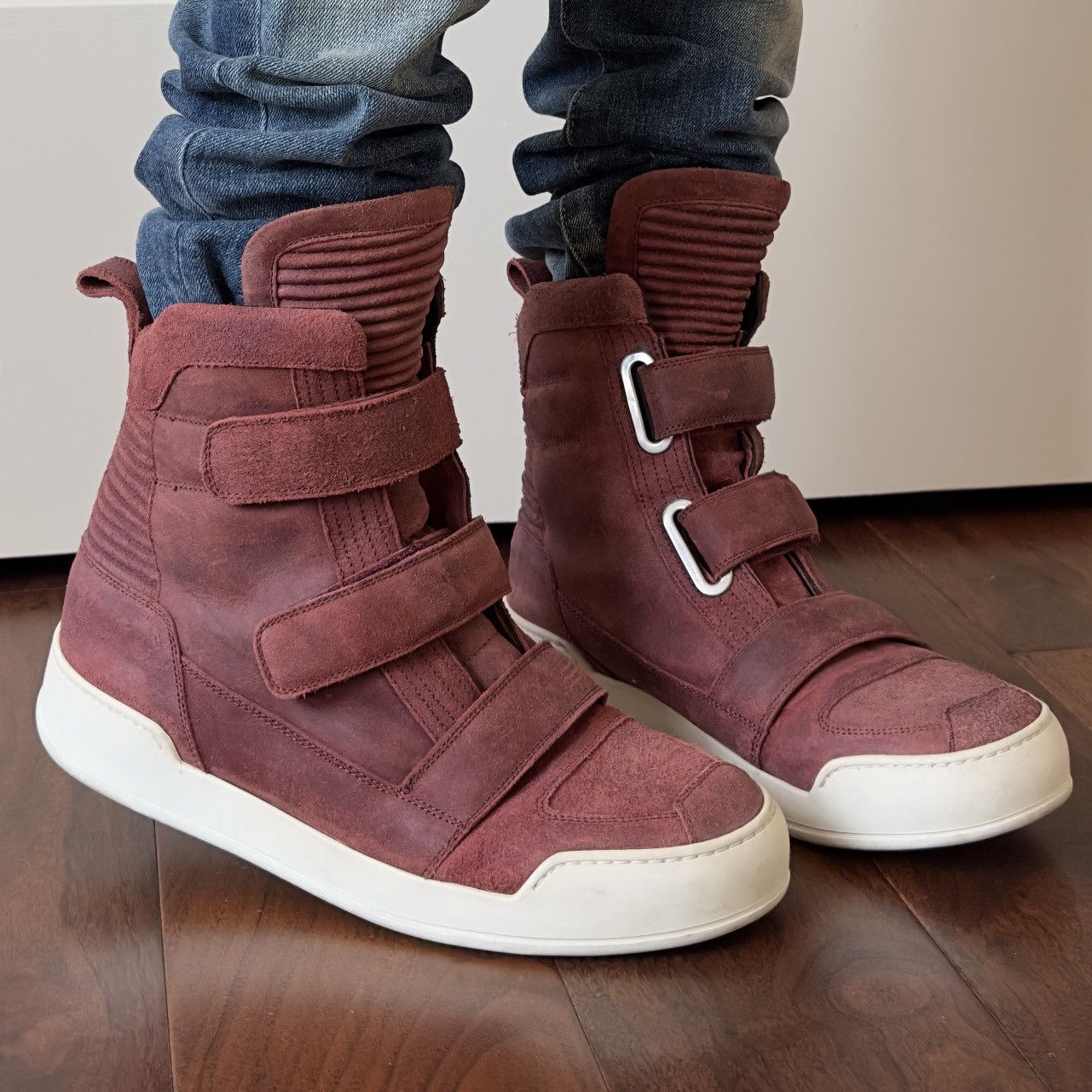 Balmain Balmain 2013 Red Waxed Suede High-Top Sneakers Size US 9 / EU 42 - 1 Thumbnail