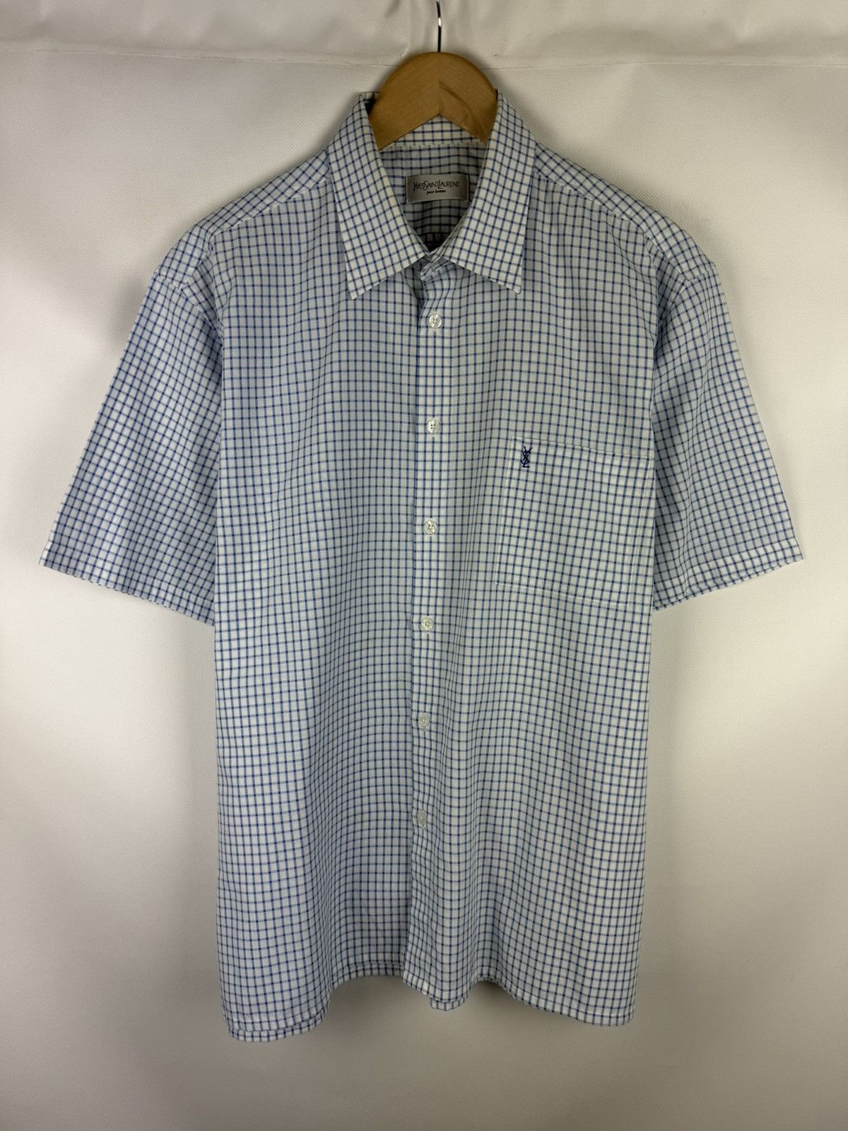 Yves Saint Laurent Vintage YSL Yves Saint Laurent S/S Plaid Button Up Shirt Size US XL / EU 56 / 4 - 1 Thumbnail