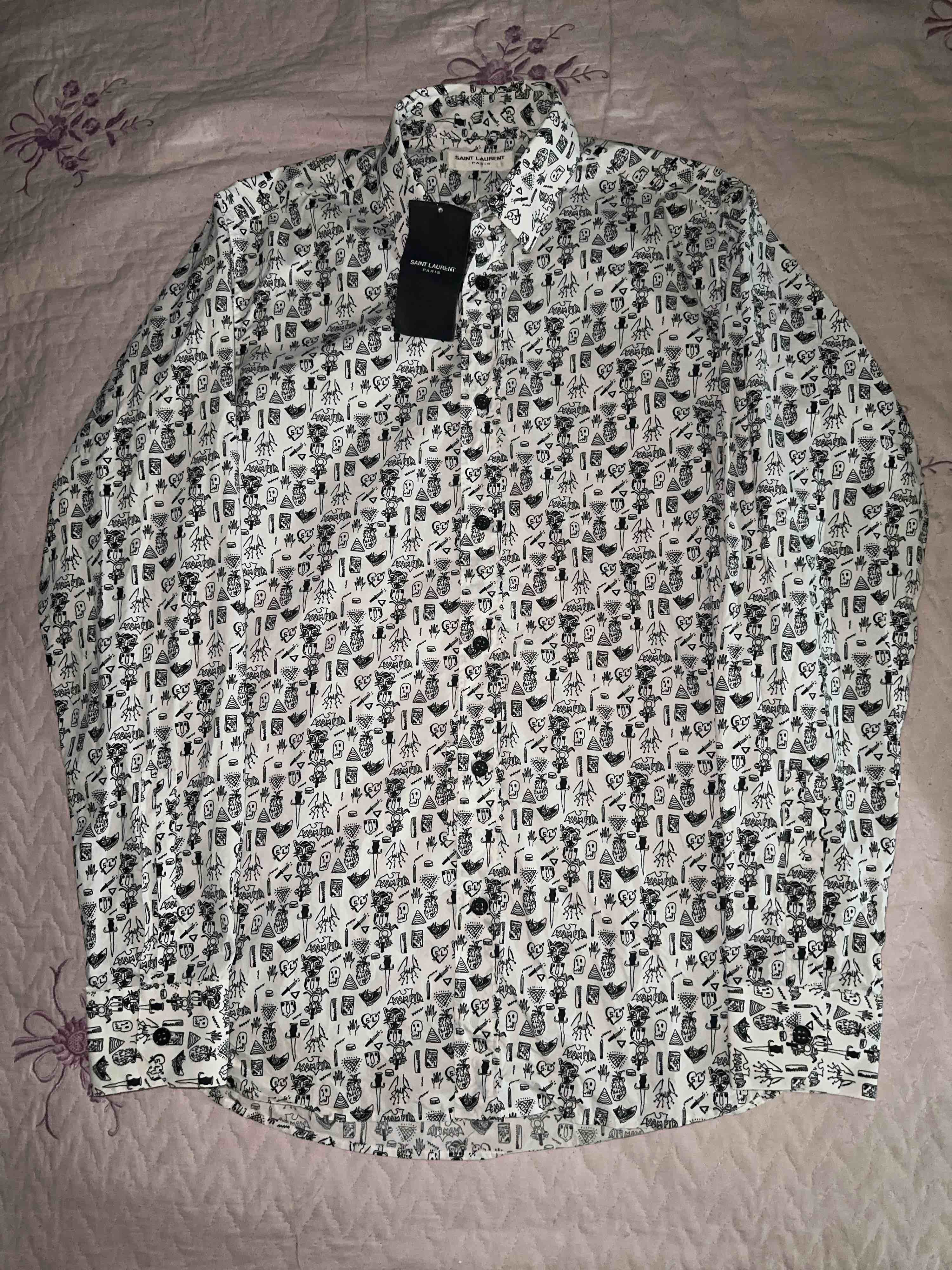 Saint Laurent Paris Saint Laurent Graphic Print Button Up Shirt Size S Size US S / EU 44-46 / 1 - 1 Thumbnail