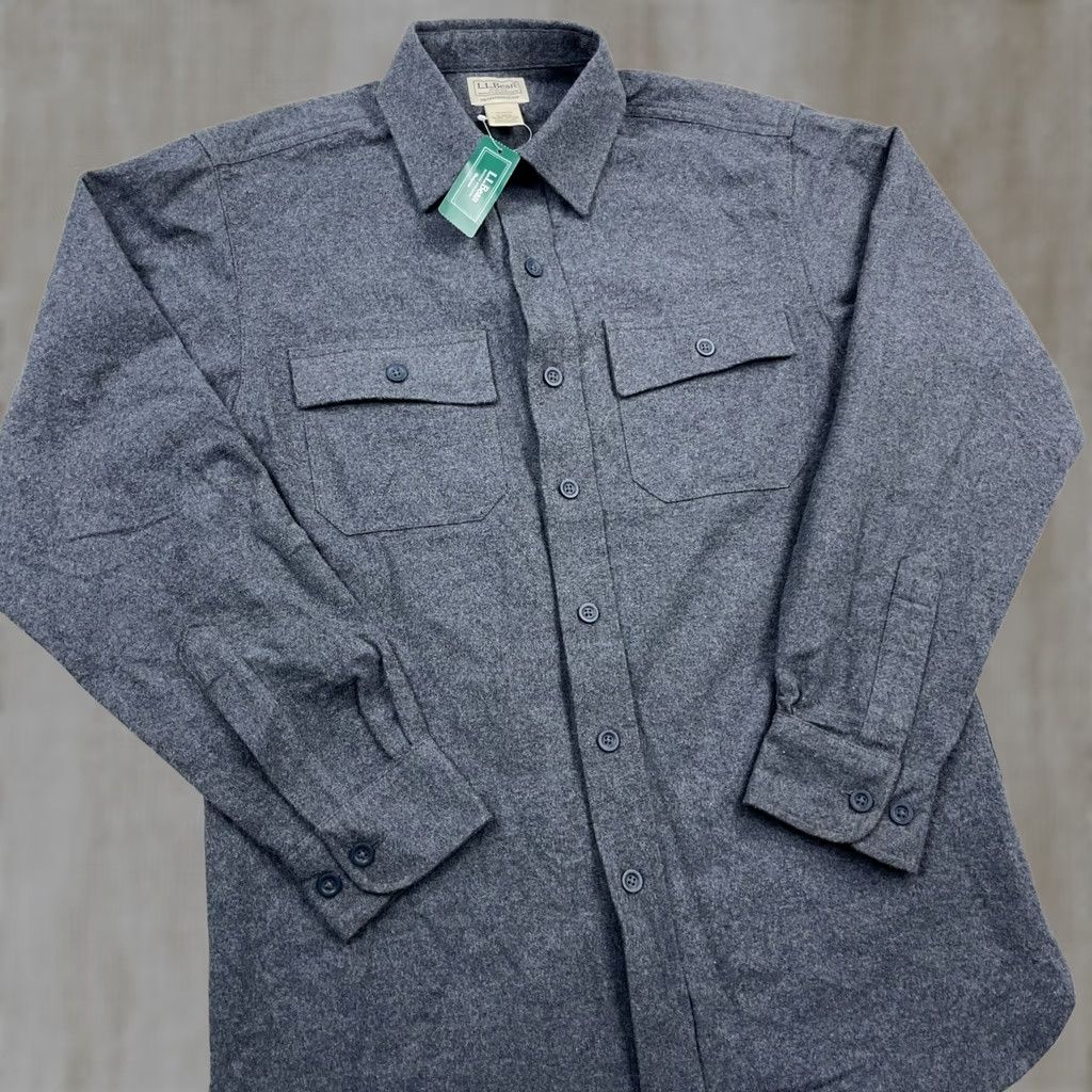 Vintage LL Bean Shirt Men Small Gray Chamois Cotton Heavyweight Button-Up Heather NEW Size US S / EU 44-46 / 1 - 1 Thumbnail