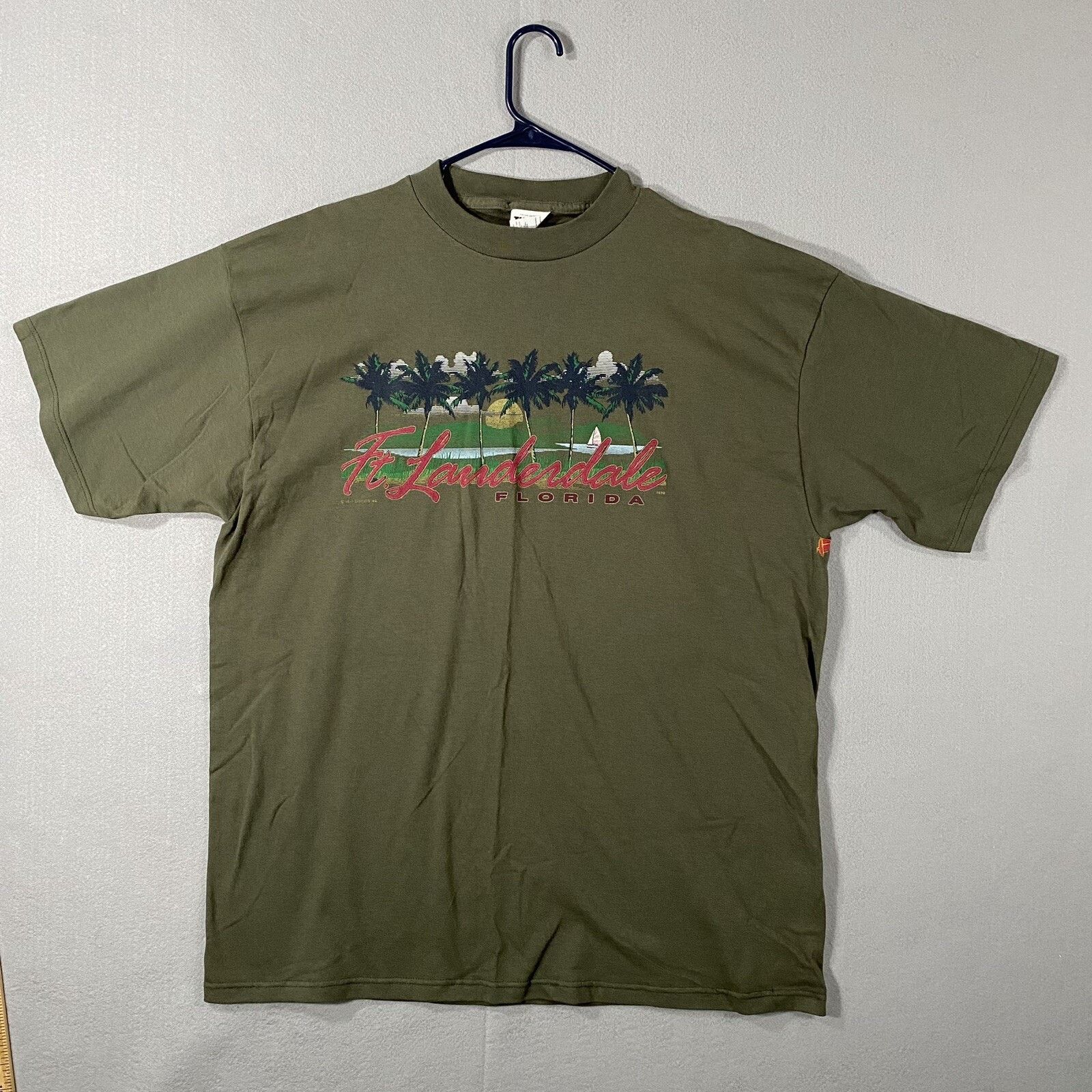 Tultex Vintage Ft Lauderdale Florida Green Shirt USA Made Mens 2XL Size US XXL / EU 58 / 5 - 1 Thumbnail