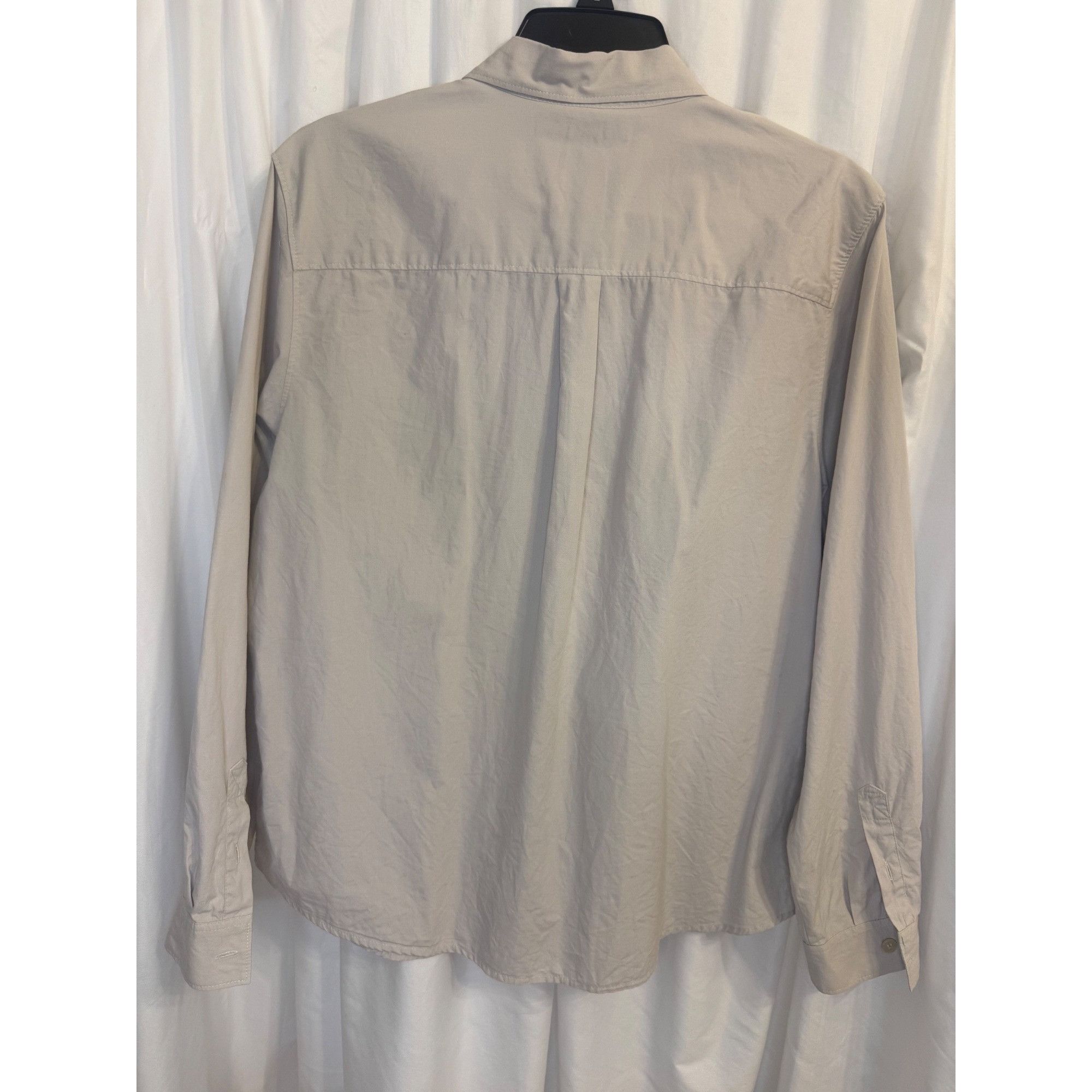 Other New York & Company Beige Long Sleeve Button-Up Shirt 100% Co Size L / US 10 / IT 46 - 3 Thumbnail