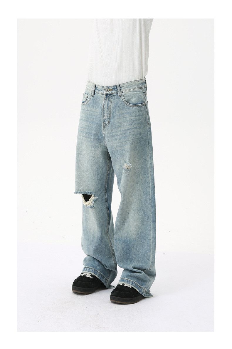 Vintage Men's Japanese distressed loose wide-leg Vibe ripped jeans Size US 32 / EU 48 - 4 Thumbnail