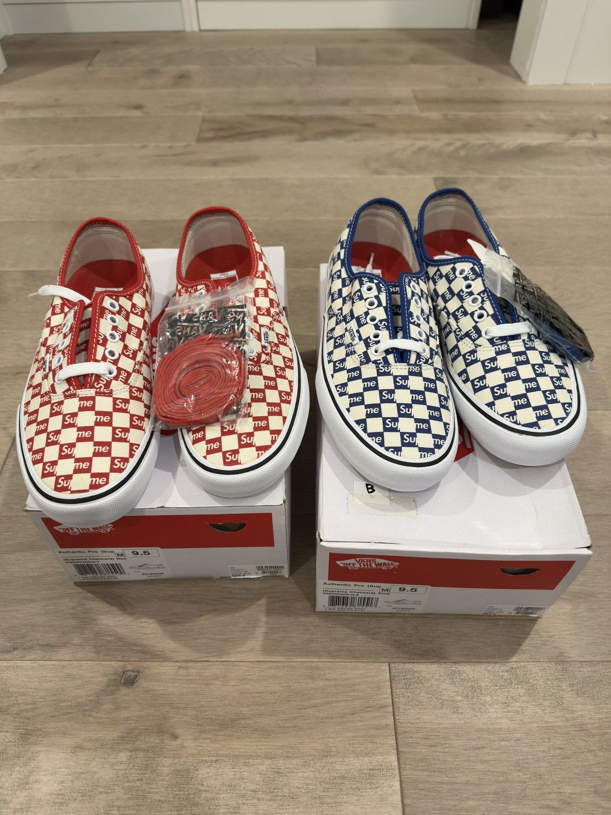 Supreme × Vans 2016 Red Supreme Authentic Checker Vans DS | Grailed