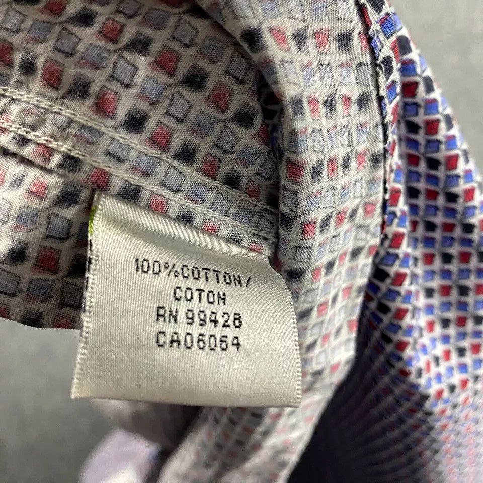 BUGATCHI Bugatchi Shirt Adults Large Geometric Shaped Fit Button Up Size US L / EU 52-54 / 3 - 8 Thumbnail
