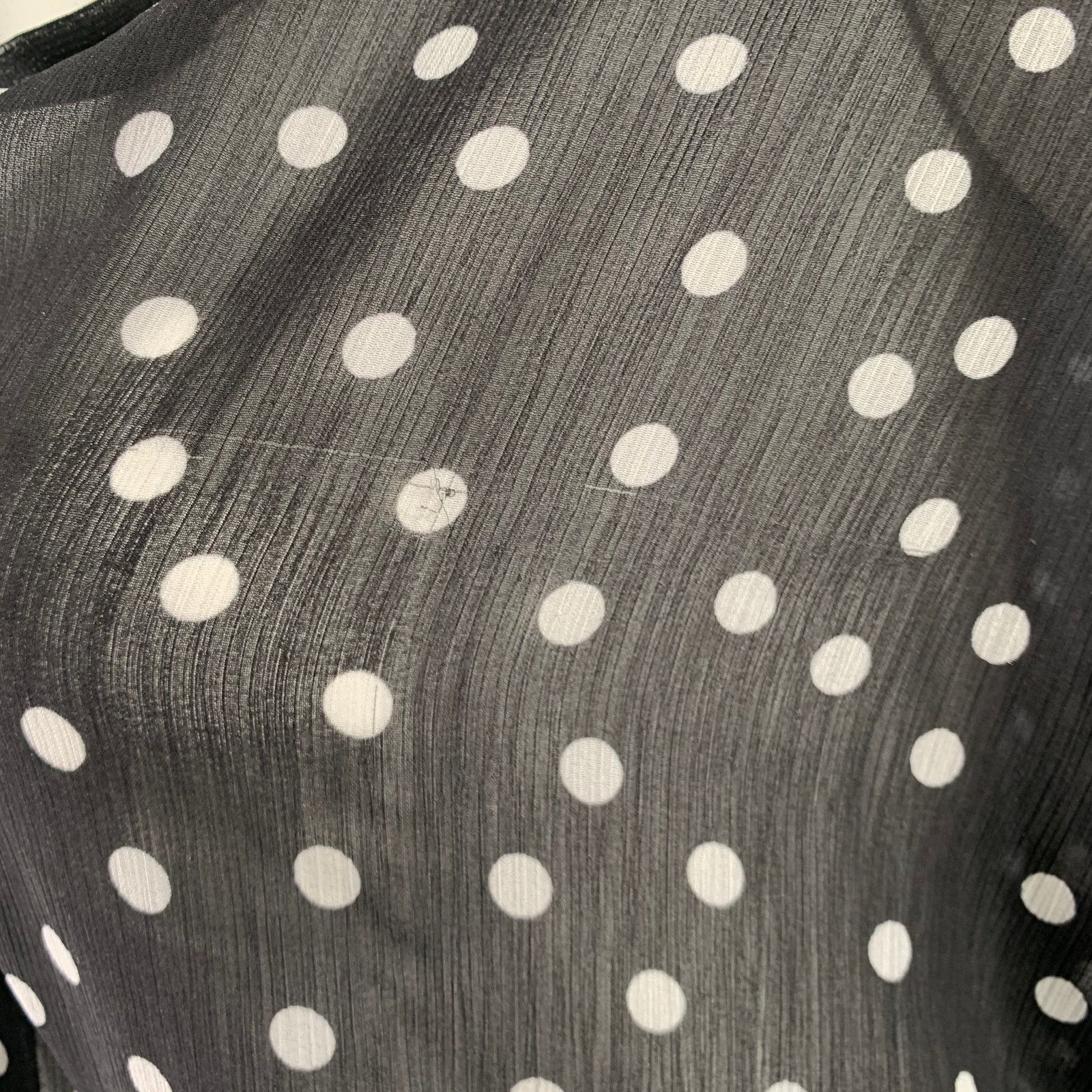 L'AGENCE XL Black White Polyester Polka Dot Open Collar Shirt Size XL / US 12-14 / IT 48-50 - 4 Thumbnail