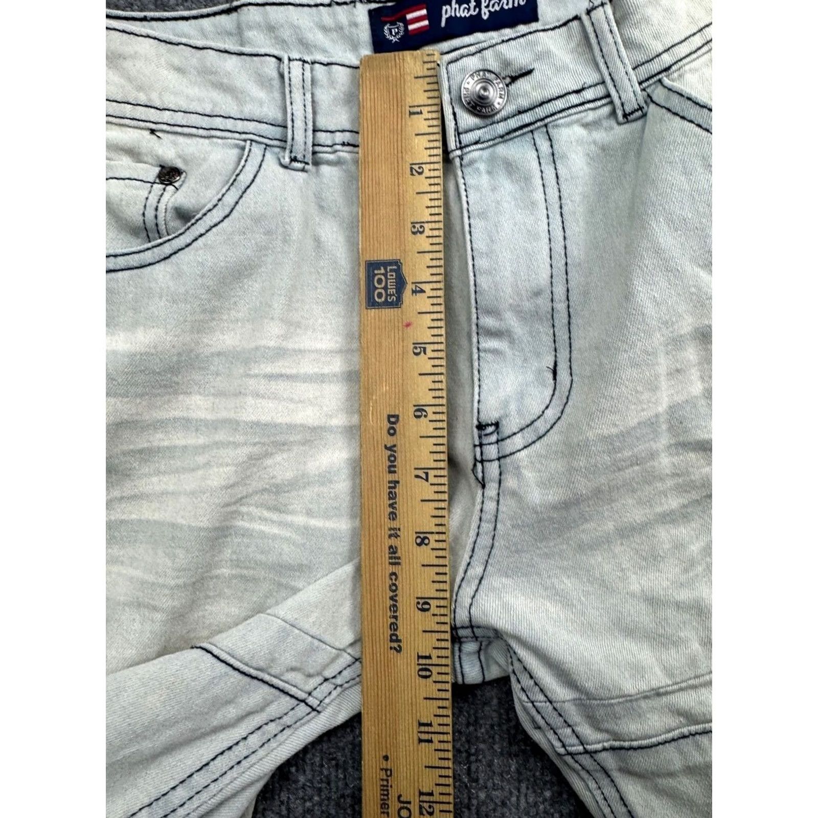 Phat Farm Phat Farm Jean Shorts Men's 31 Light Blue Distressed Skinny Fit Bermuda Denim 5-Pocket Casual Vintage Y2K Mens Size US 31 - 4 Thumbnail