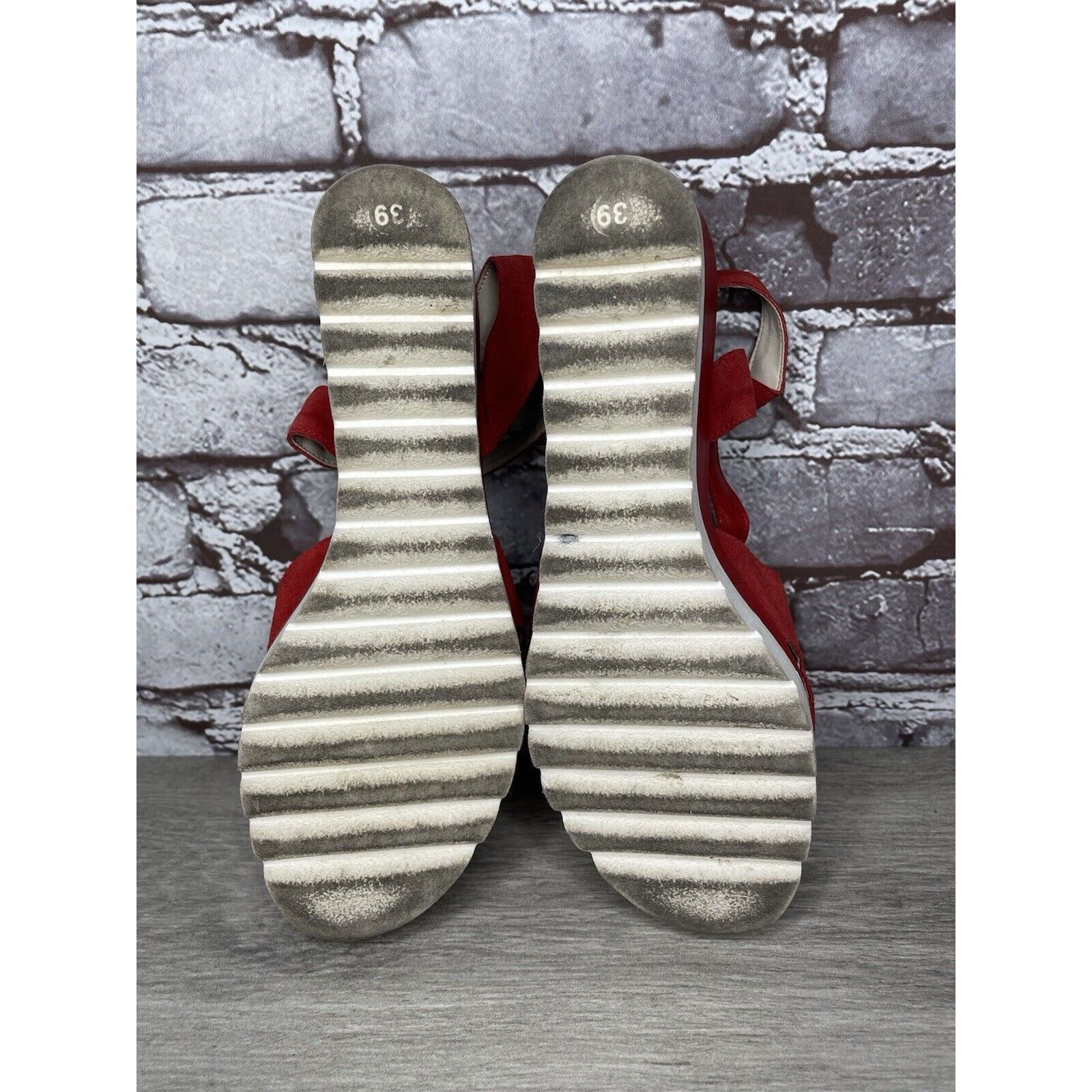 Other Bournazos Athens Red Suede Leather Ankle Strap Wedge Sandals Size US 8.5 / IT 38.5 - 9 Thumbnail