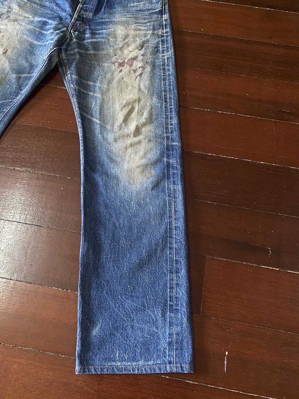 Japanese Brand FIRE 🔥 Warehouse DOUBBLE WORKS Selvedge SPLATTED COLOUR Size US 35 - 5 Thumbnail