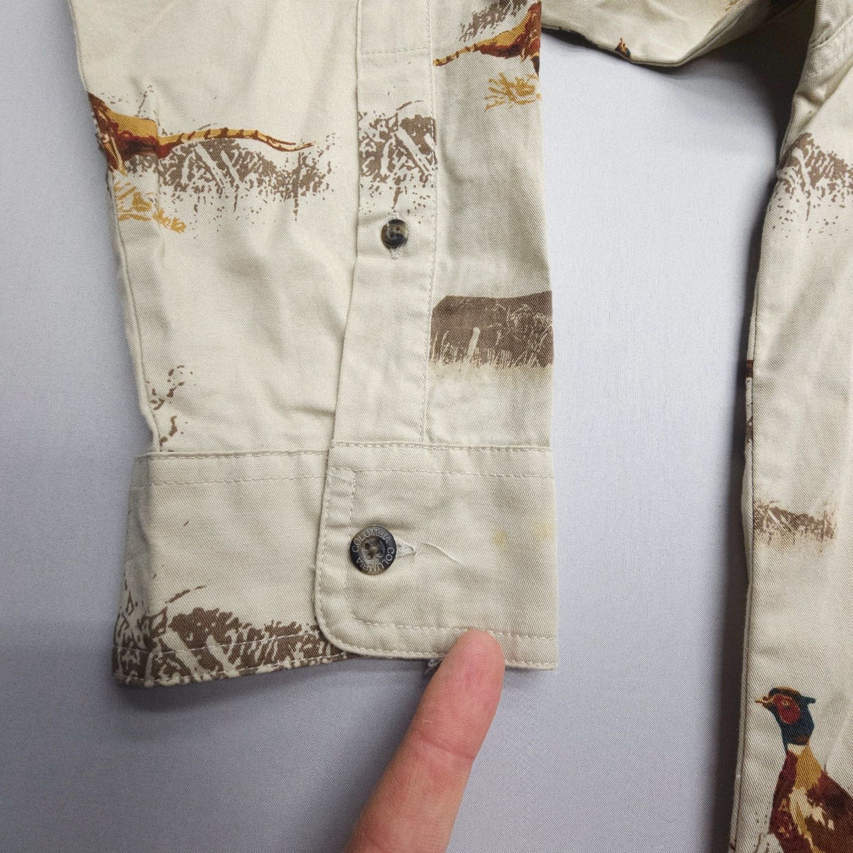 Vintage Columbia Shirt Mens XL Button-Up Twill Beig e Pheasant Print Long Sleeve Bird Outdoor River Lodge Pattern Size US XL / EU 56 / 4 - 5 Thumbnail