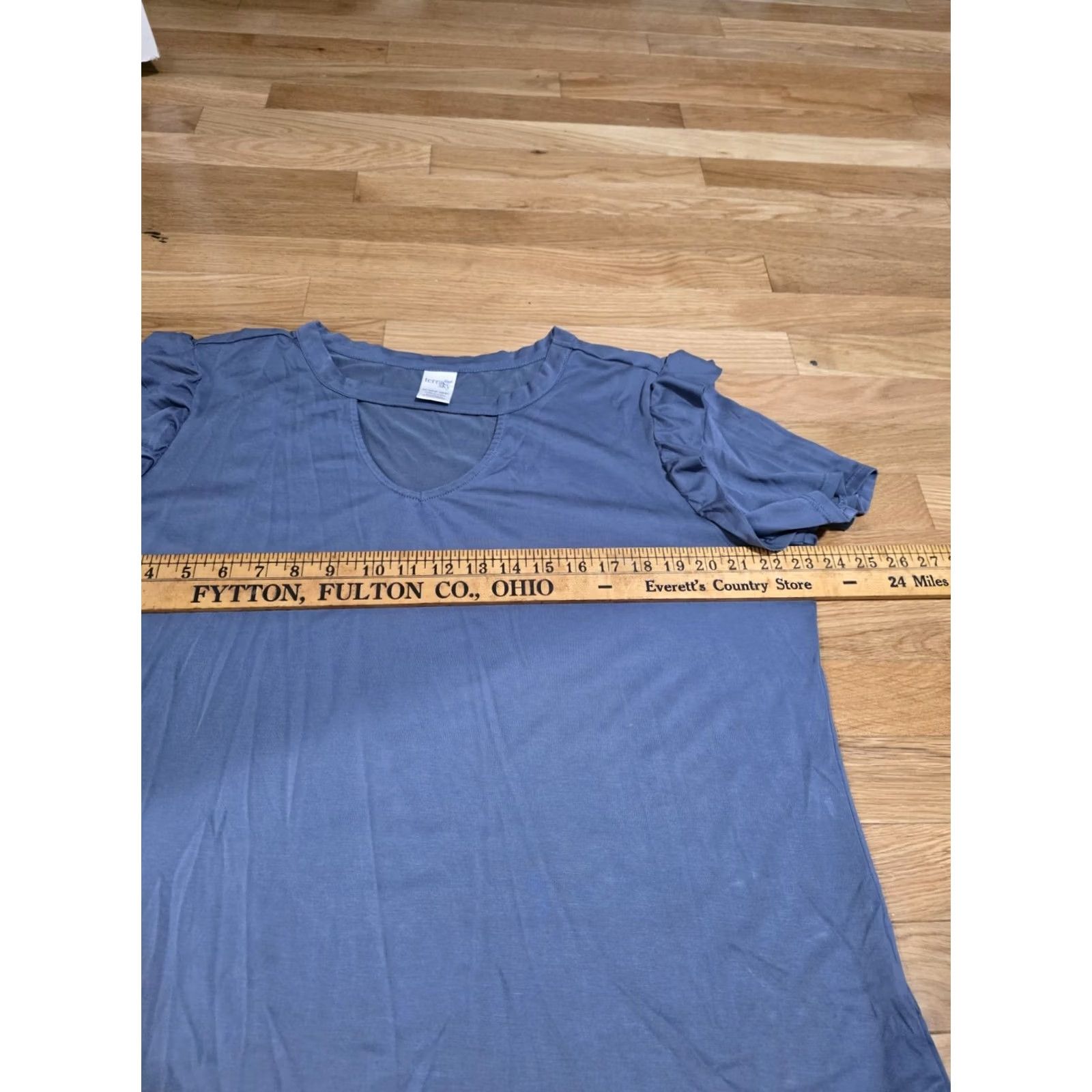 Vintage Terra And Sky Blouse 1xl Short Sleeve Keyhole Blue Polyester Machine Washable Regular Womens Size XL / US 12-14 / IT 48-50 - 3 Thumbnail
