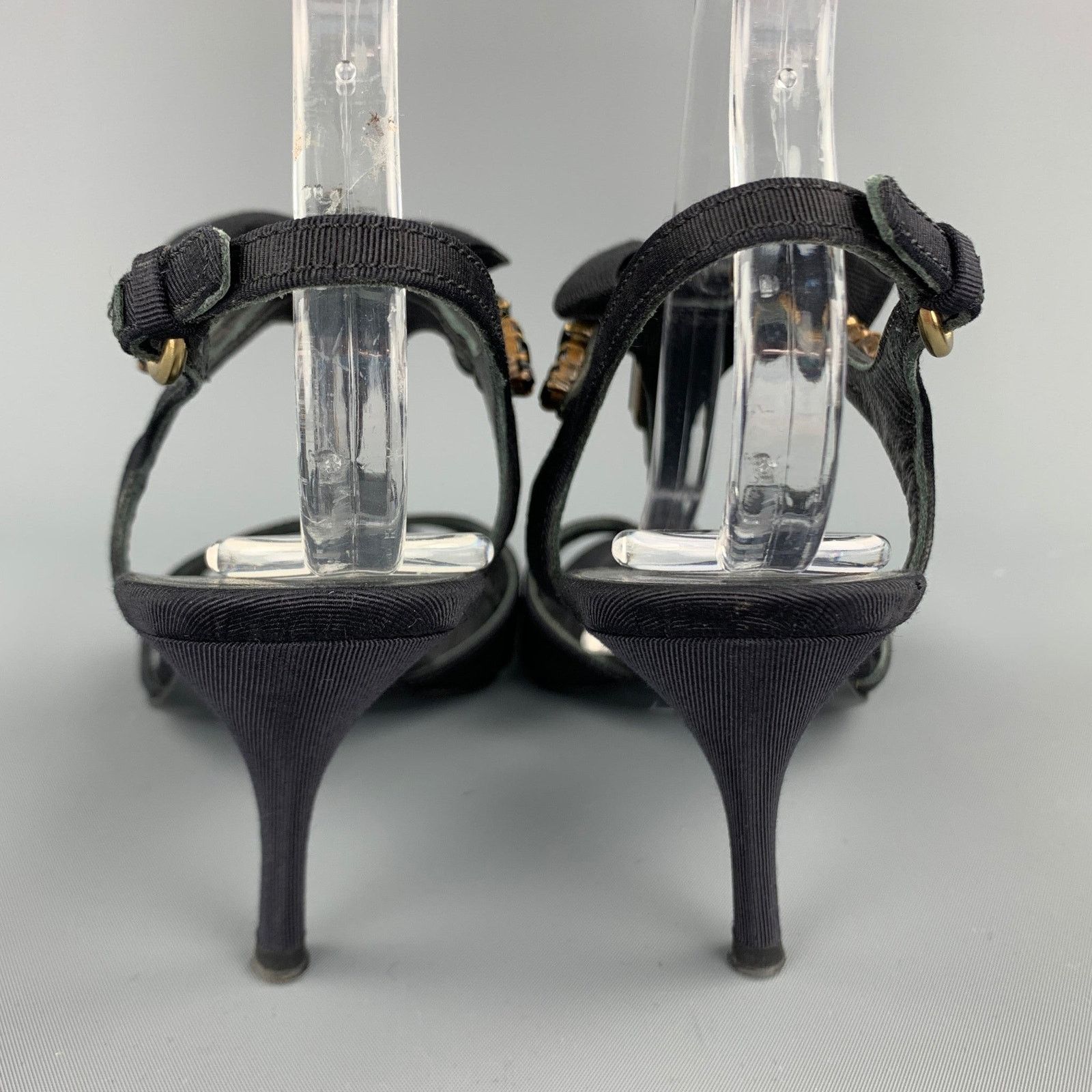 Miu Miu MIU MIU Size 7.5 Black Rhinestone Strappy Sandals Size US 7.5 / IT 37.5 - 5 Thumbnail