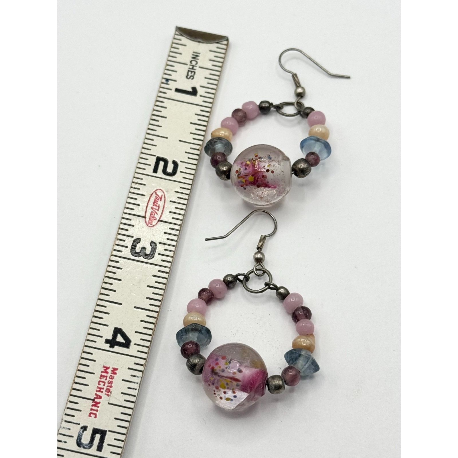 Vintage Vintage beaded glass dangle drop hoop earrings Size ONE SIZE - 4 Thumbnail