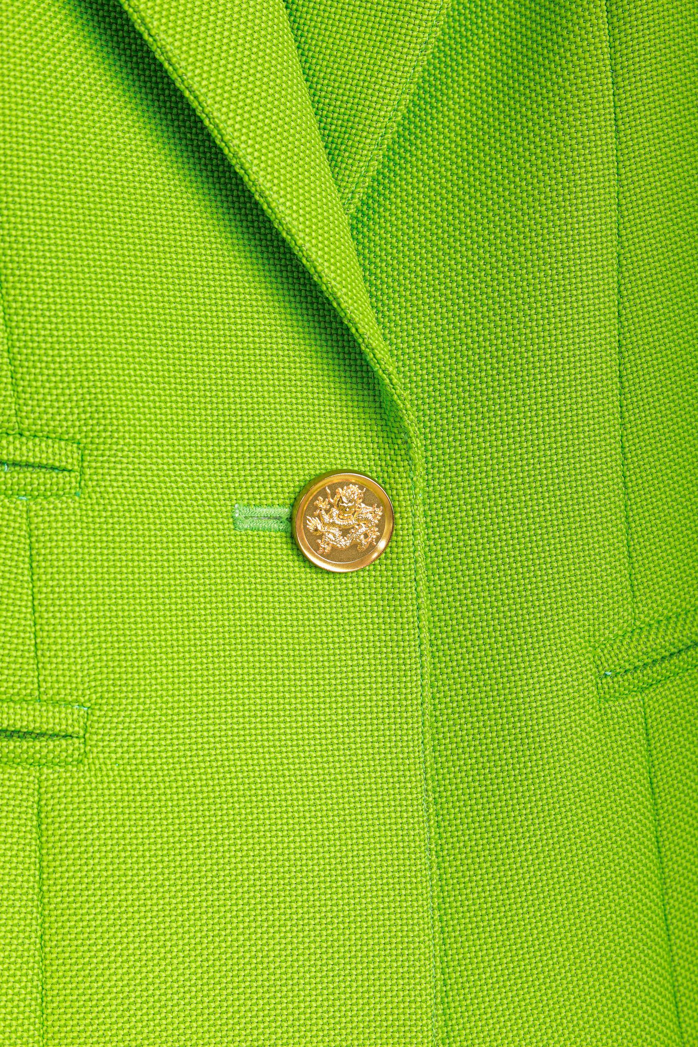 SMYTHE Smythe Box Pleat Lime Cotton-Blend Blazer Size XS / US 0-2 / IT 36-38 - 8 Thumbnail