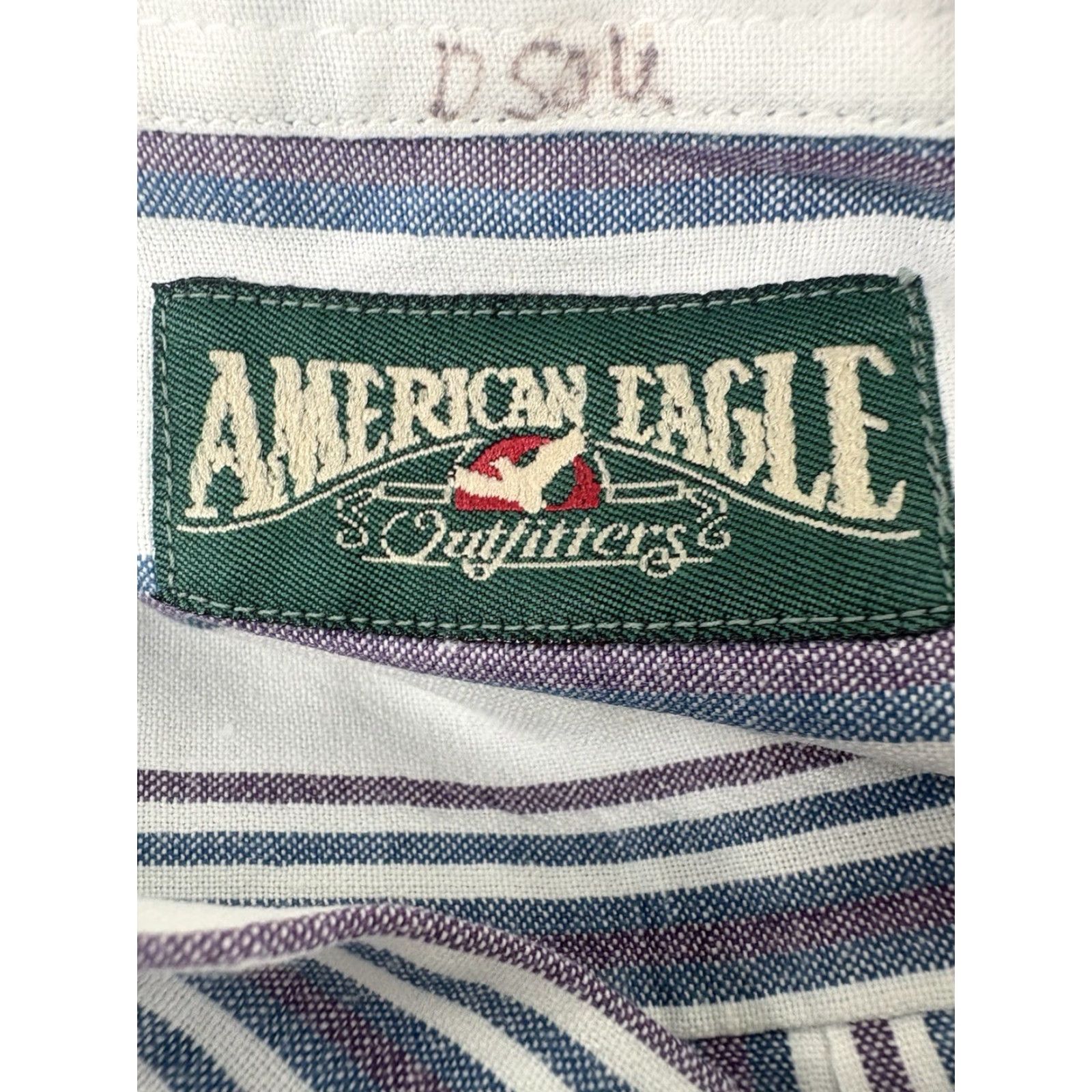 American Eagle Outfitters VINTAGE American Eagle Men’s Shirt Short Sleeve Cotton Button-Up Multi Striped 100% Woven Casual Summer Size US L / EU 52-54 / 3 - 7 Thumbnail