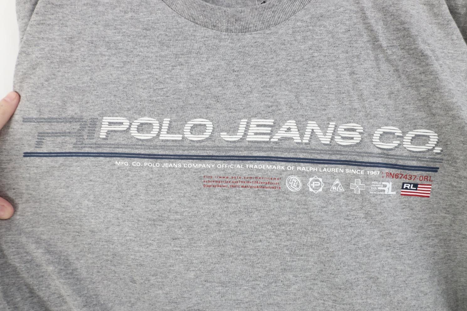 Polo Ralph Lauren Deadstock Vintage 90s Ralph Lauren Striped Logo T-Shirt Gray Size US L / EU 52-54 / 3 - 7 Thumbnail