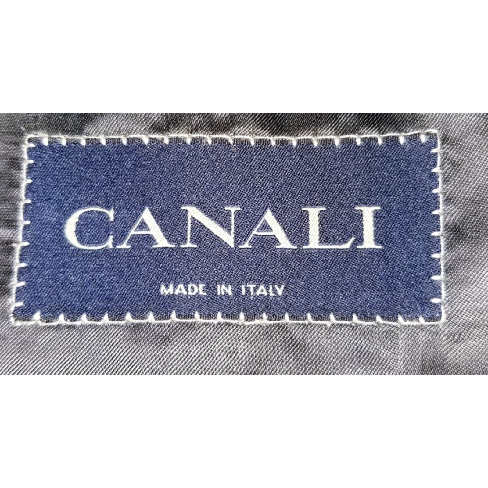 Canali VINTAGE Canali Blue On Charcoal Windowpane CANVAS Check Wool Tweed Jacket Blazer 52R 42R Size 42R - 7 Thumbnail