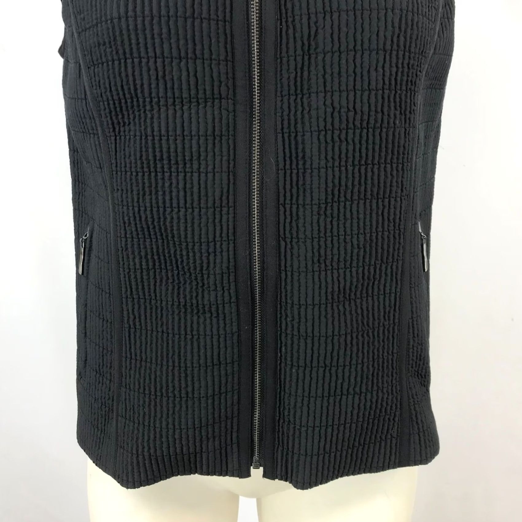 Vintage AEROS Womens SMALL Black Textured Full Zip Vest Shirt Size S / US 4 / IT 40 - 3 Thumbnail