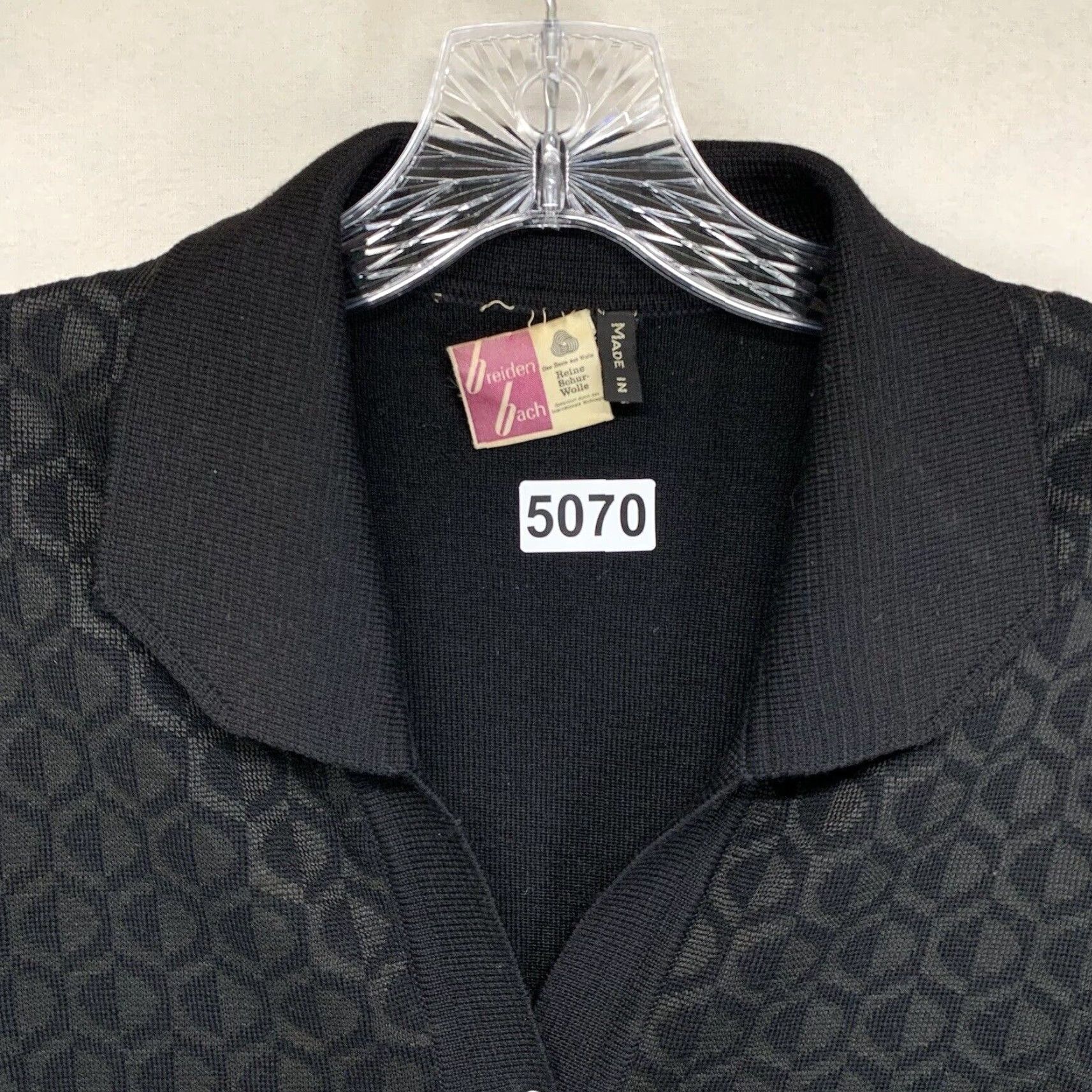 Vintage Vintage German Collard Knit Cardigan Sweater Breiden Bach Black Geometric XS Size XS / US 0-2 / IT 36-38 - 5 Thumbnail