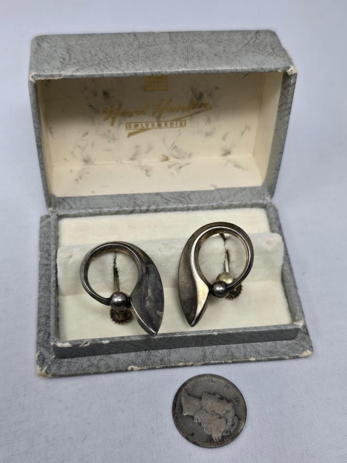 Other Vintage Hans Hansen Denmark Silver Modernist Earrings Size ONE SIZE - 2 Thumbnail