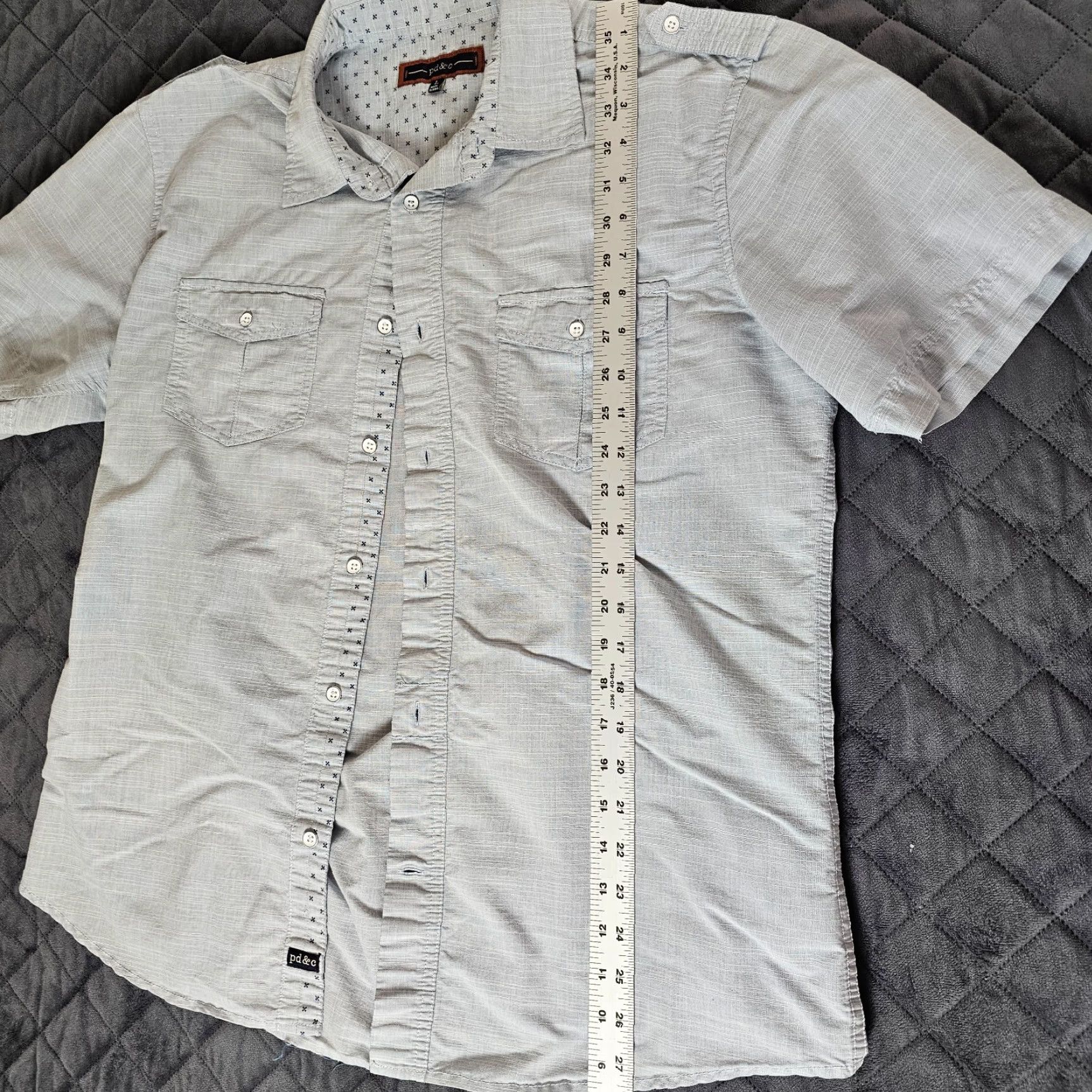 PD&C PD&C Shirt Men L Blue Button-Up Short Sleeve Pockets Casual Design Trim Button Collar Pocketed Vintage No Size US L / EU 52-54 / 3 - 6 Thumbnail