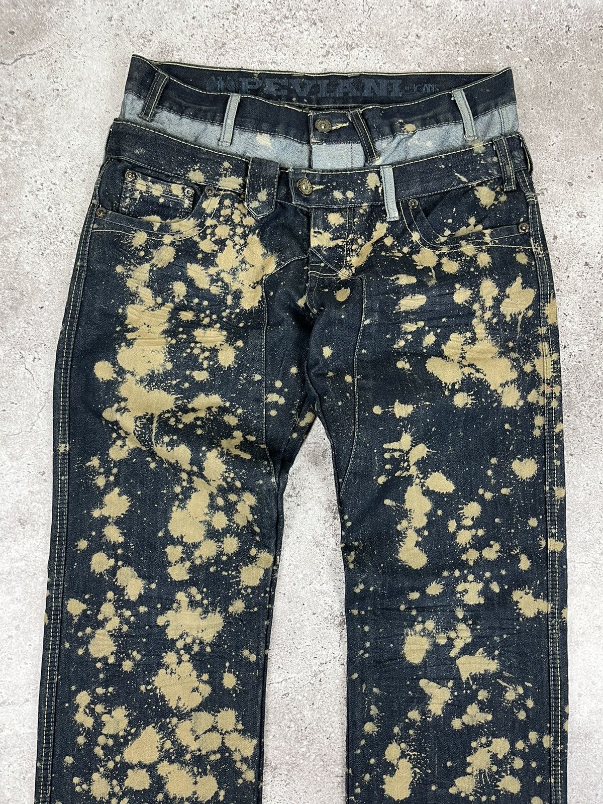Japanese Brand Avante Garde Double Waisted Painted Denim Oants Size US 36 / EU 52 - 3 Thumbnail