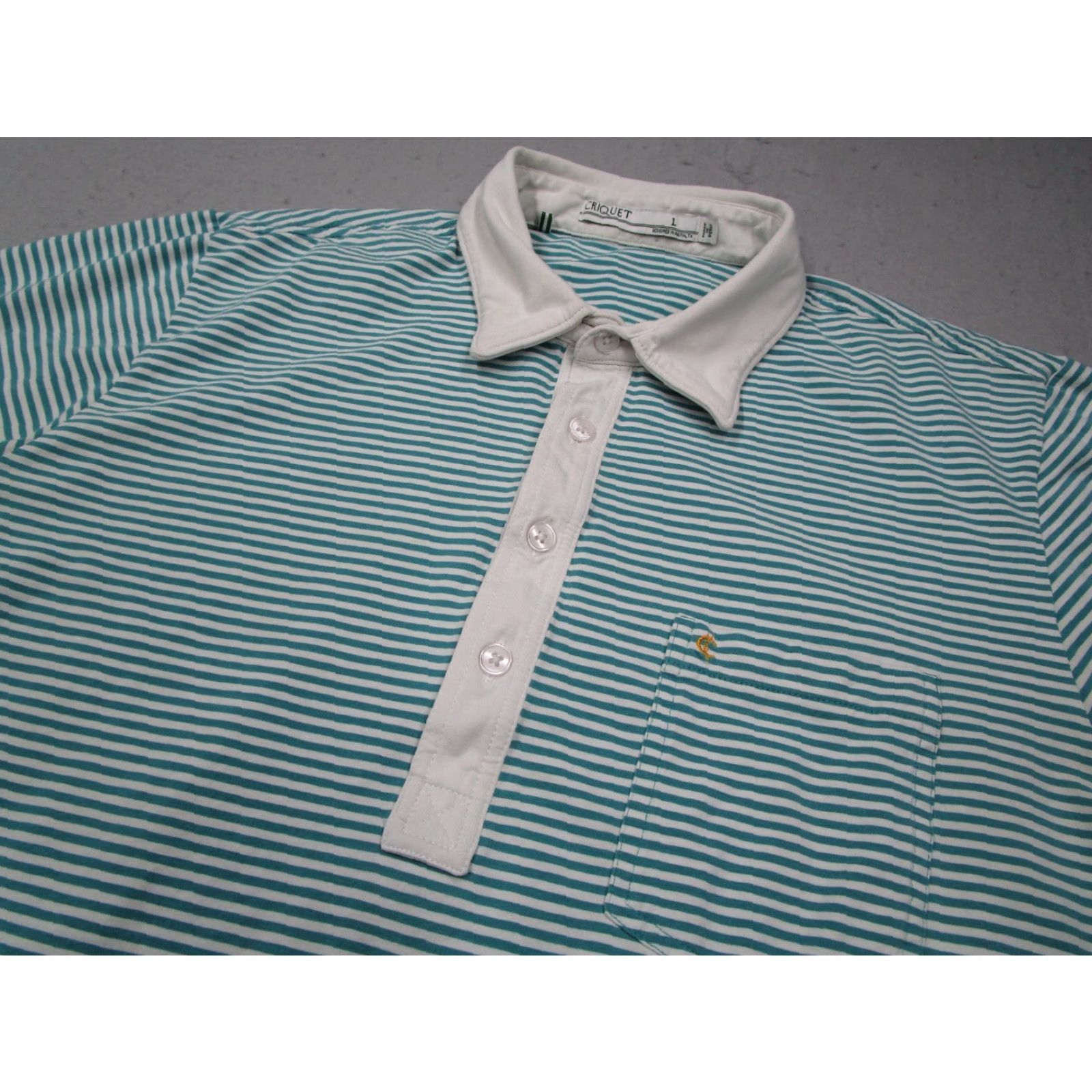 Vintage CRIQUET Polo Mens Large Green Striped Pima Cotton Spandex Made in Peru Shirt Size US L / EU 52-54 / 3 - 2 Thumbnail