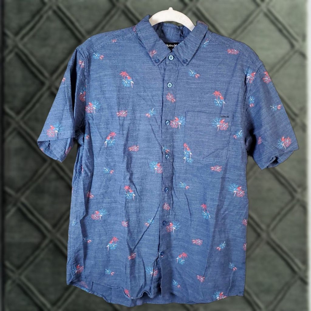 Hurley Hurley Button Up Hawaiian Shirt AOP Parrots Beach Mens M Surf Skate Y2K Multicolor Size US M / EU 48-50 / 2 - 1 Thumbnail