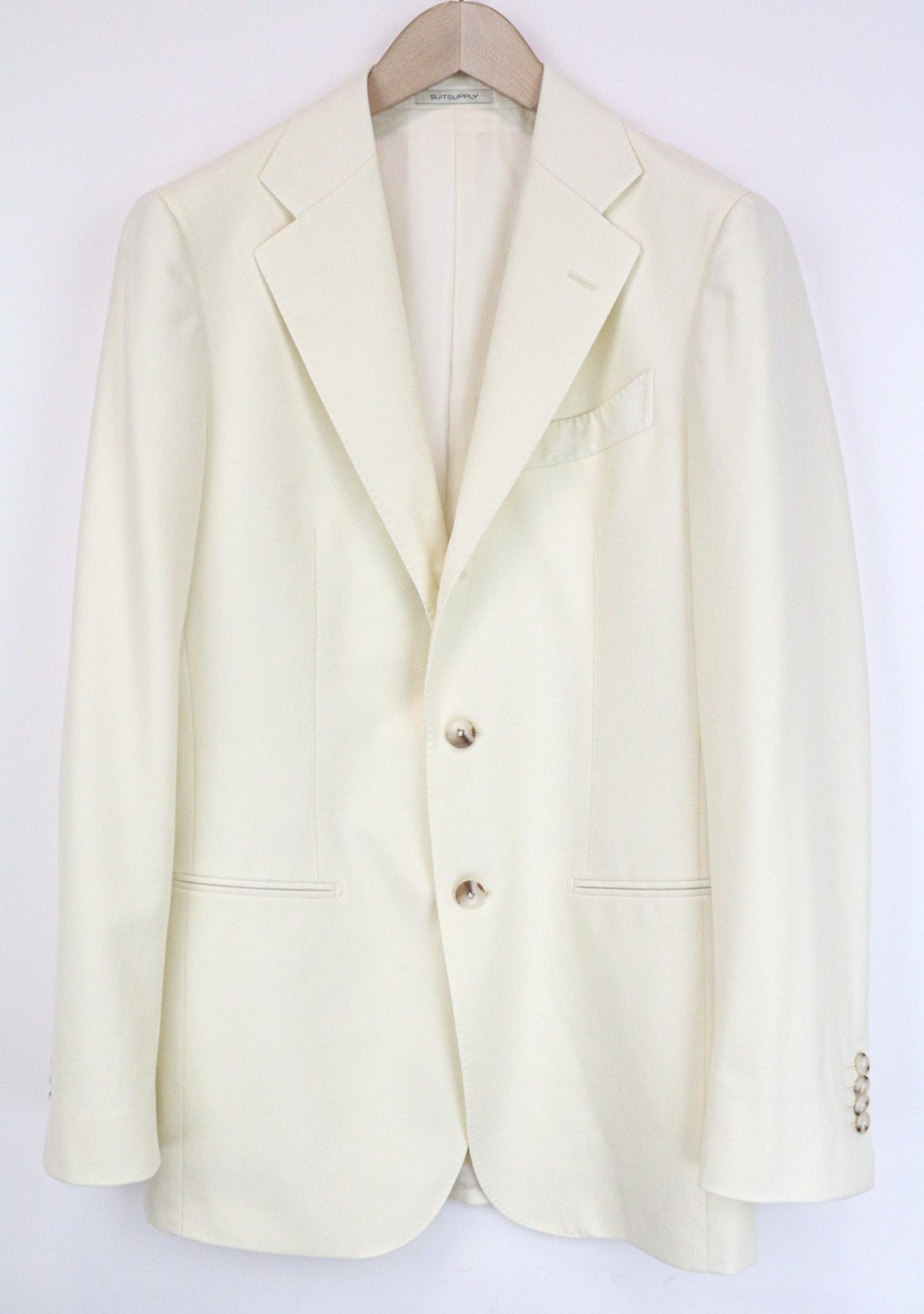 Suitsupply HAVANA UK38L Off-White Wool Slim 2 Piece Suit 75557 Size 38L - 2 Thumbnail