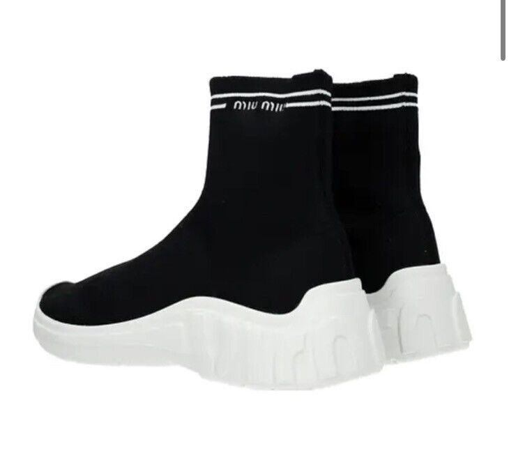 Miu Miu o1la1rc1a0724 Sock Sneaker in Black Size US 9 / IT 39 - 3 Thumbnail