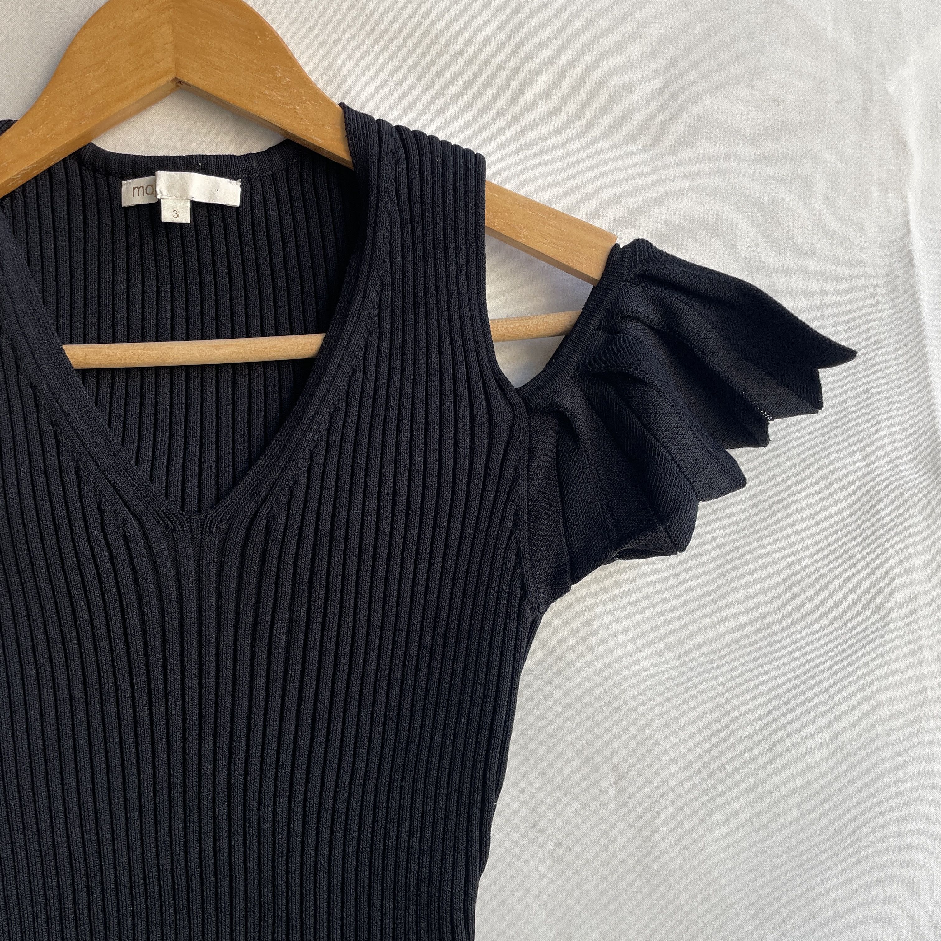 Maje Maje E17 Marion Ribbed Stretch Knitted Top Size 3 Size M / US 6-8 / IT 42-44 - 4 Thumbnail
