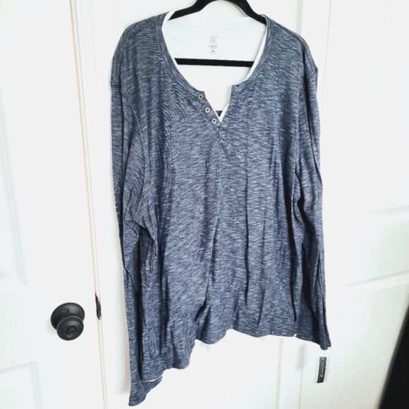 I.N.C INC Replen Heathered Split V-Neck Long Sleeve Knit Tee NWT Size US XXL / EU 58 / 5 - 5 Thumbnail