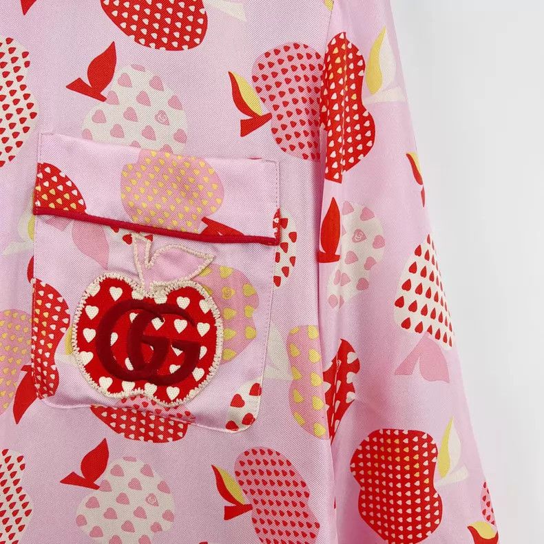 Gucci Gucci Pink heart-shaped apple full-print long-sleeved shir Size XS / US 0-2 / IT 36-38 - 5 Thumbnail