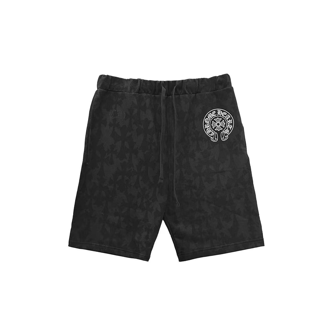 Chrome Hearts Chrome Hearts Black Tonal Monogram Horseshoe Logo Shorts |  Grailed