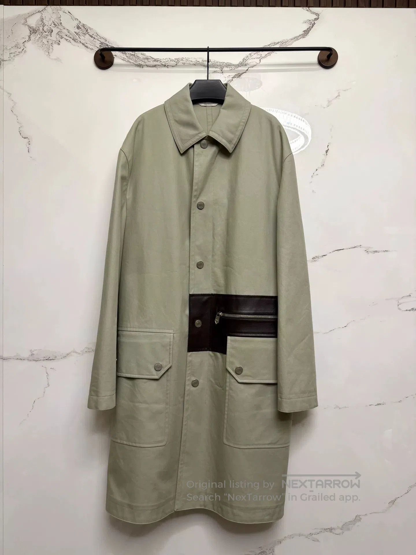 Hermes hermes gray and white leather coat. Size XL / US 12-14 / IT 48-50 - 1 Thumbnail