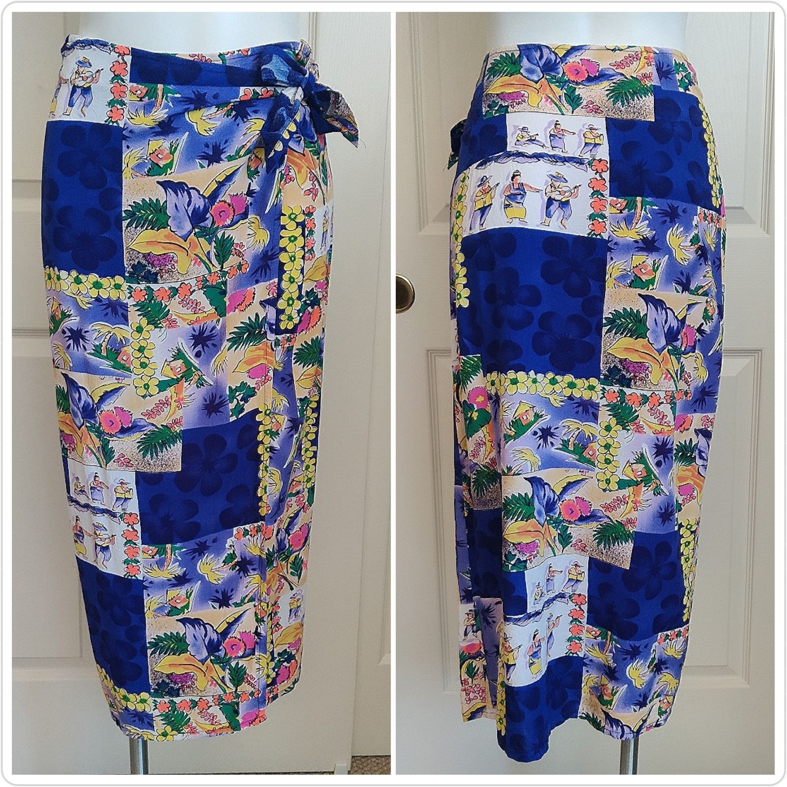 Vintage Jams World tropical Hawaiian side tie wrap skirt sz M Size 27" / US 4 / IT 40 - 2 Thumbnail