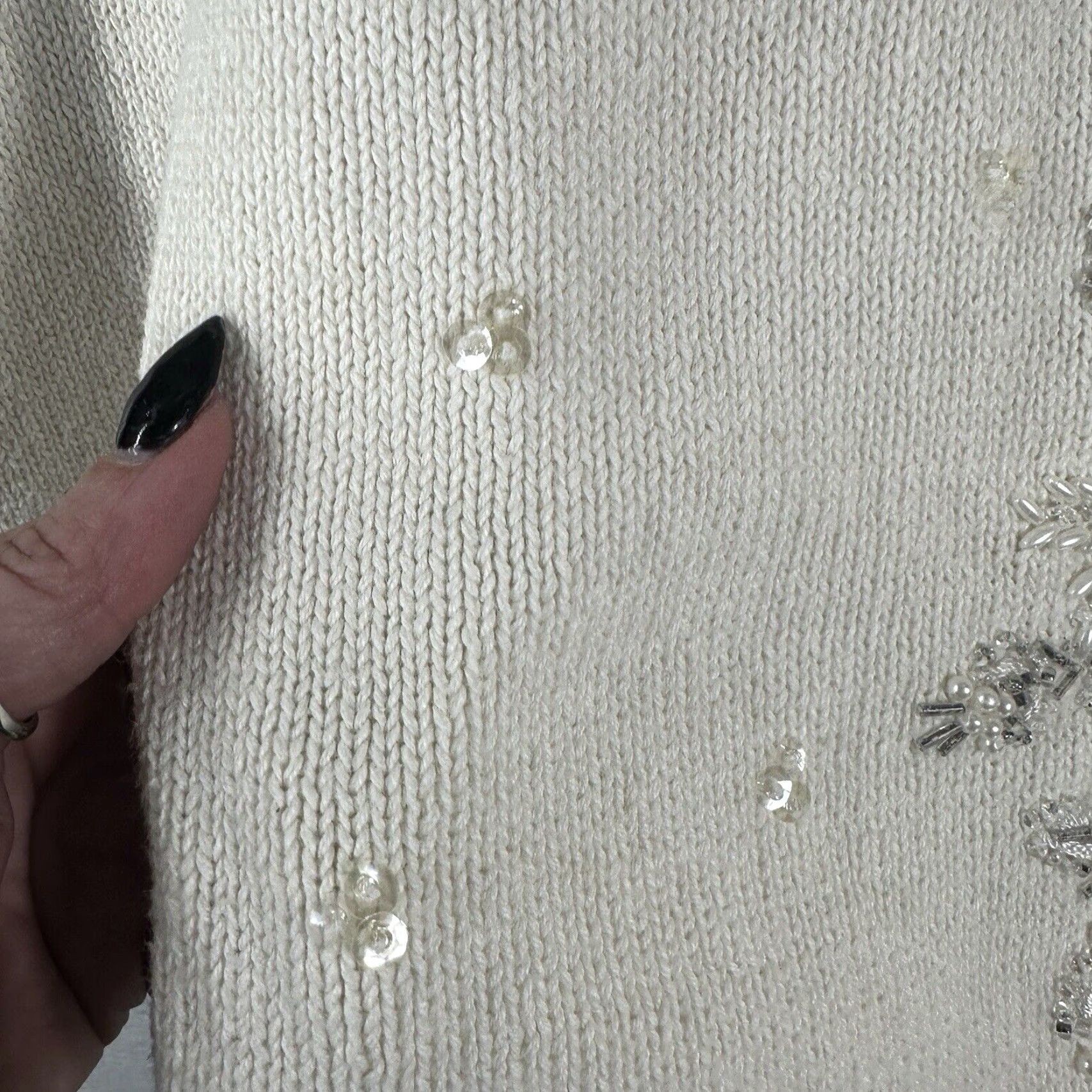 Vintage Vintage Heirloom Collectibles Women's Sweater Cardigan S Floral Beaded Knitted White Autumn Winter Size S / US 4 / IT 40 - 7 Thumbnail