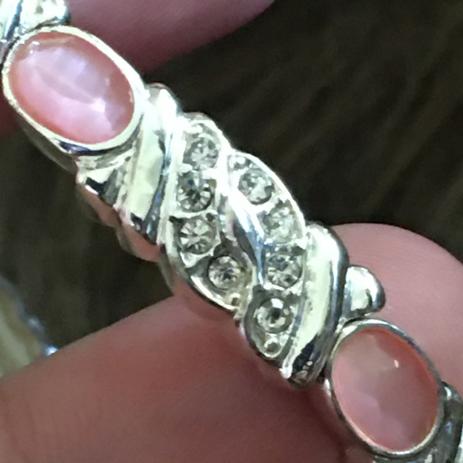 Jewelry Faceted pink stone silver link rhinestone bracelet Size ONE SIZE - 8 Thumbnail