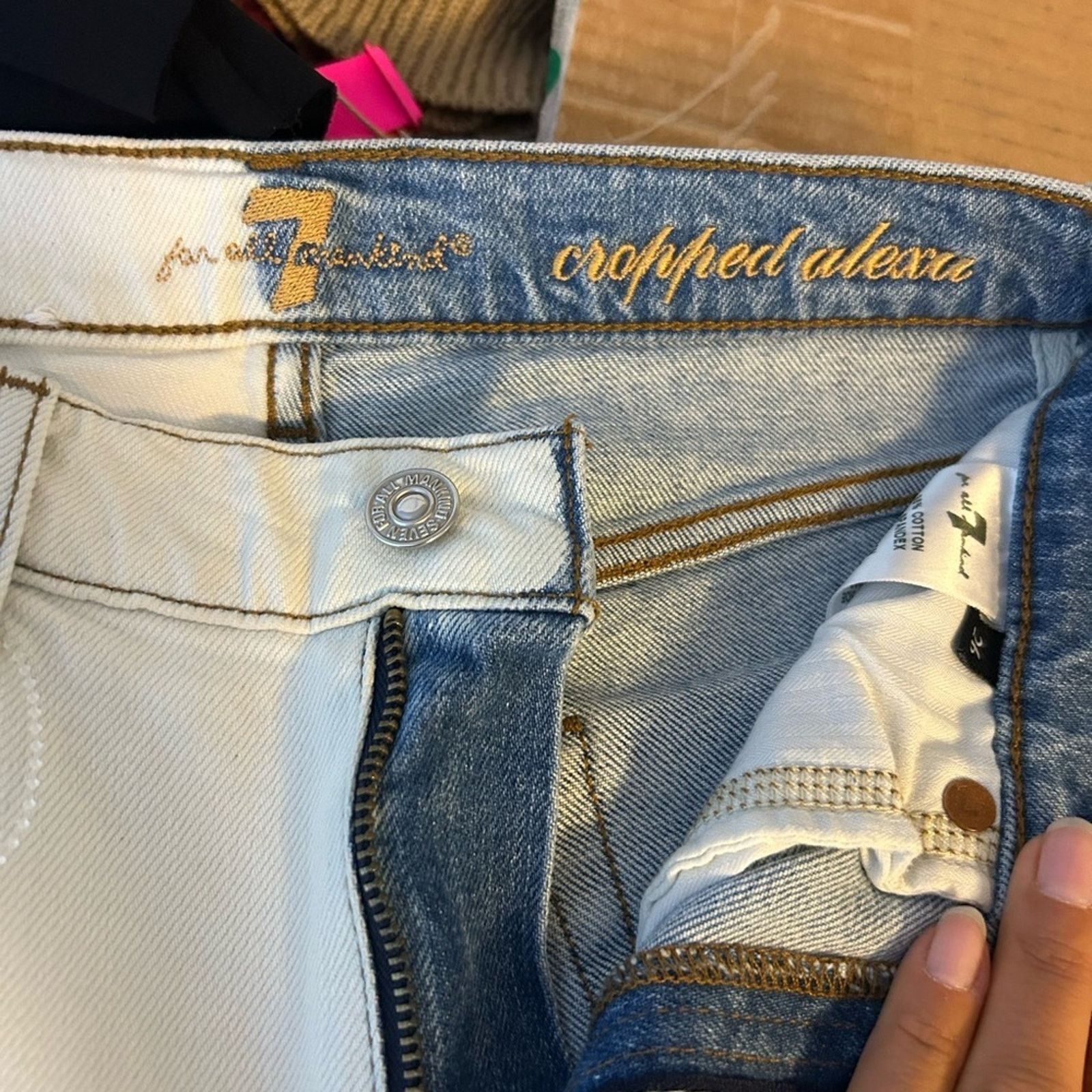 7 For All Mankind 7FAM Two-Toned Alexa Cropped Wide Leg Jeans Size 26" / US 2 / IT 38 - 3 Thumbnail