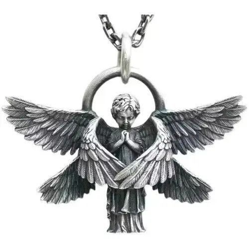 Vintage Prayer Angel Pendant Necklace Size ONE SIZE - 1 Thumbnail