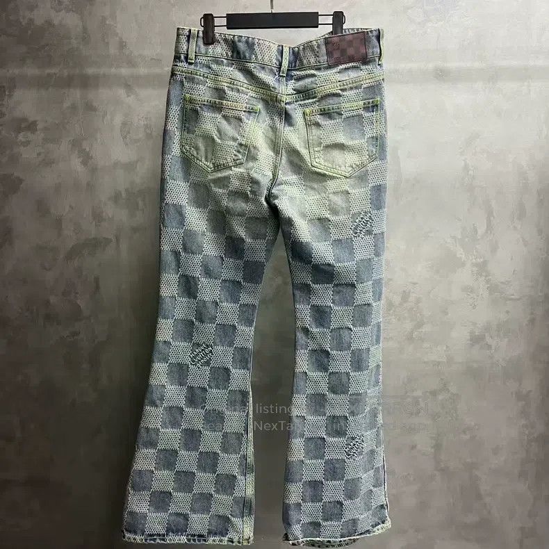 Louis Vuitton Louis Vuitton 24 Blue Plaid Print Button Mid-Rise Straight Size US 33 - 6 Thumbnail