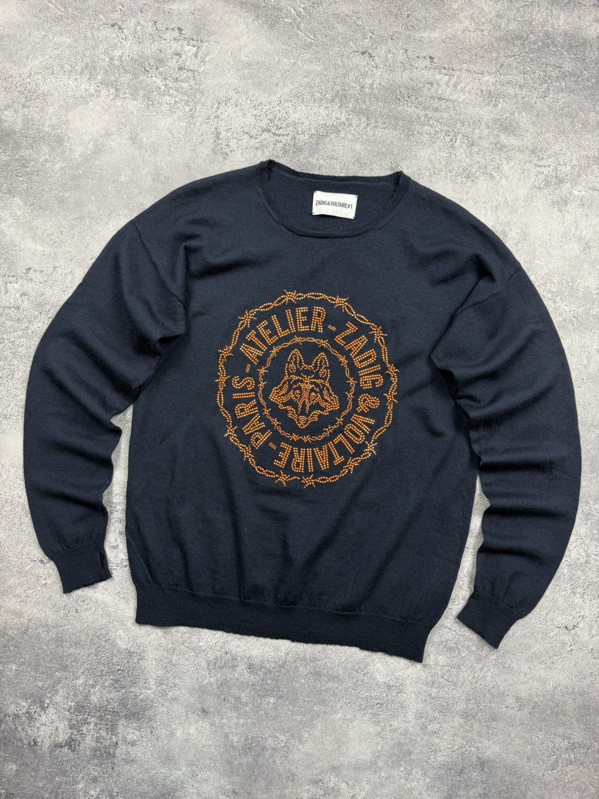 Zadig & Voltaire Zadiq & Voltaire Sweater Navy Jumper Big Logo Streetwear Size US M / EU 48-50 / 2 - 3 Thumbnail