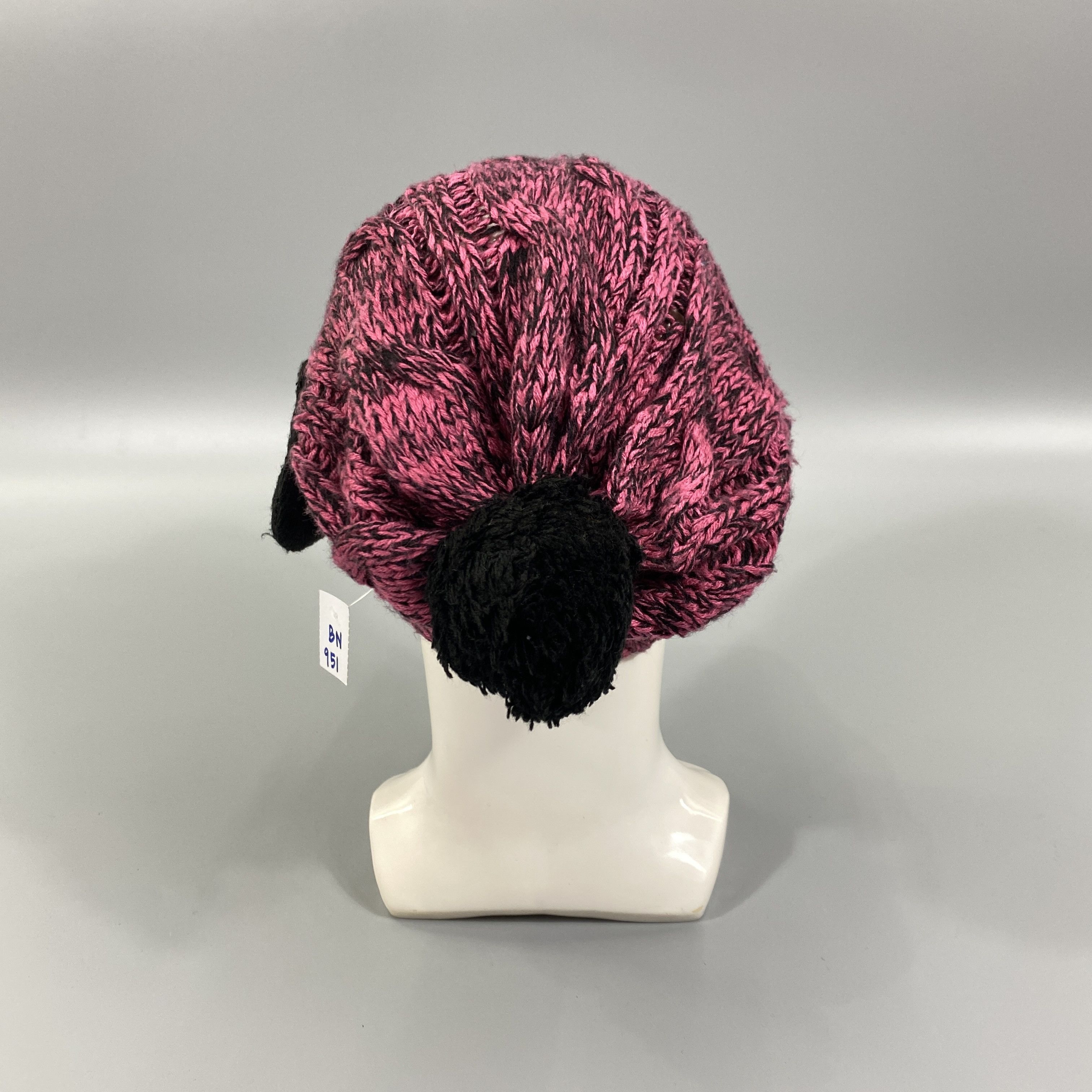 Japanese Brand Knitted Beanie Hats With Brim And Pom Pom -BN951 Size ONE SIZE - 3 Thumbnail